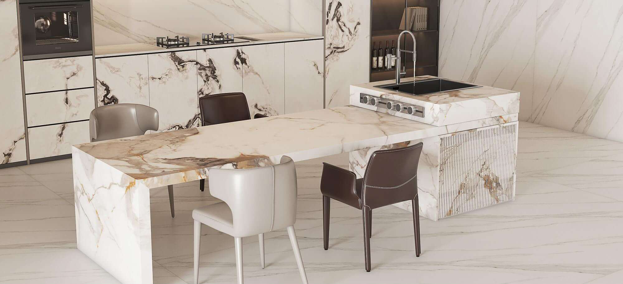 Luxury Top Fish Maw Gold White & Golden Vein Sintered Tile 1600x3200x12mm TQ35-JQD163212N122 AB