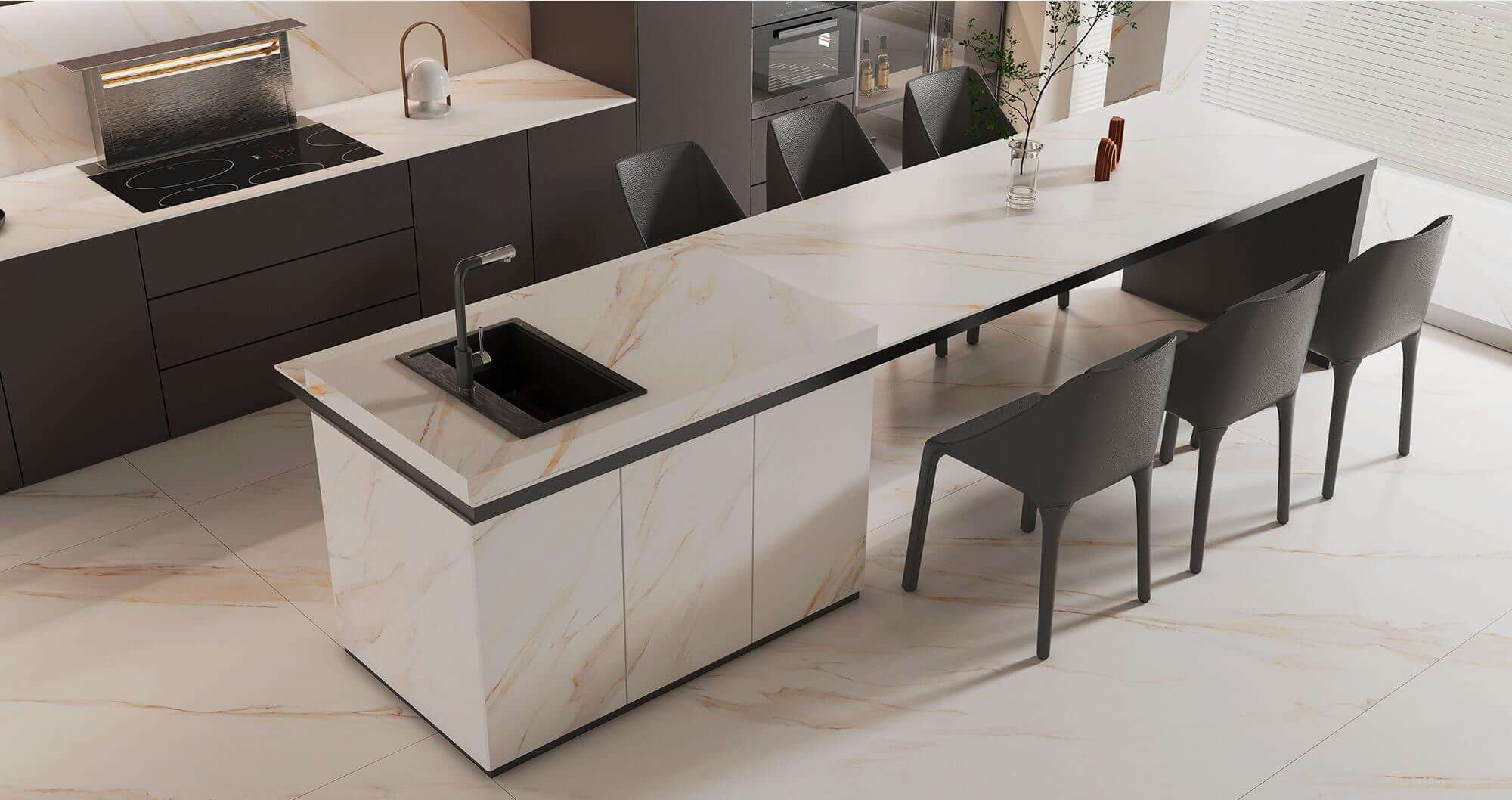 Luxury White & Warm Golden-Beige Vein Sintered Tile 1600x3200x12mm TQ35-JQD163212X47