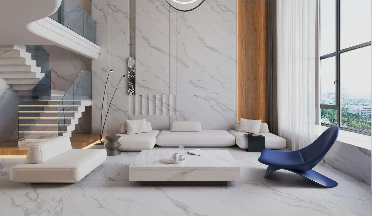 Premium Mirror Continuous Calacatta Look Full-Body Sintered Stone Slab TQ35-JQD163212X55