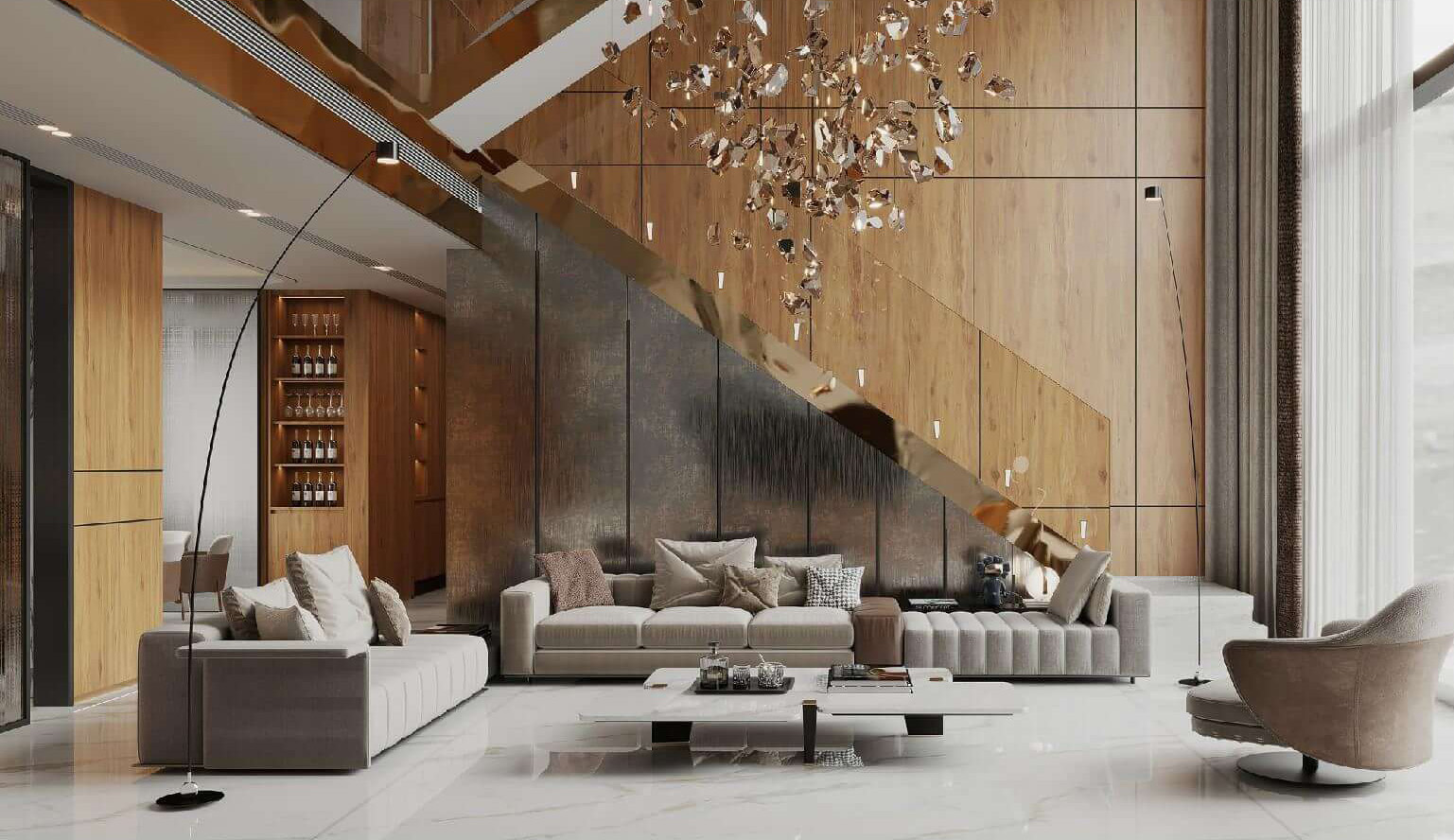 Designer Golden Marble Look Full Body Sintered Tile for Luxury Interiors TQ35-JQD163212X666