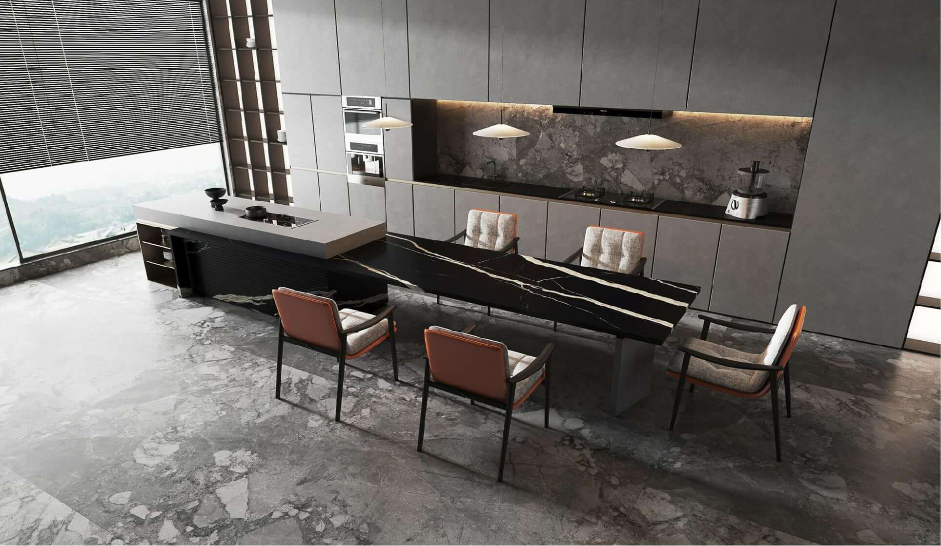 Luxury Black & White Vein Full Body Sintered Tile 1600x3200x12mm TQ35-JQF163212X135