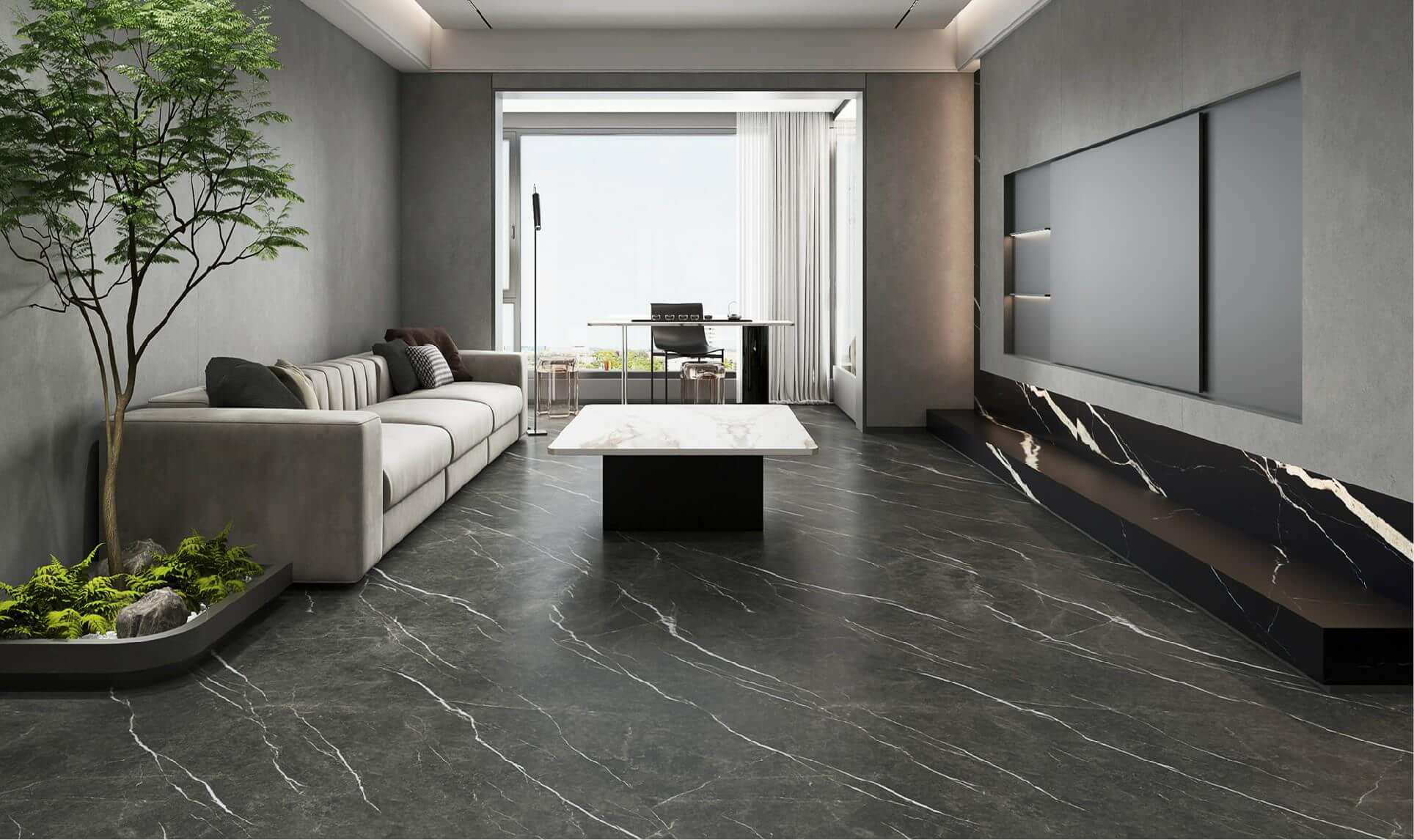 Luxury Black & White Vein Full Body Sintered Tile 1600x3200x12mm TQ35-JQF163212X135