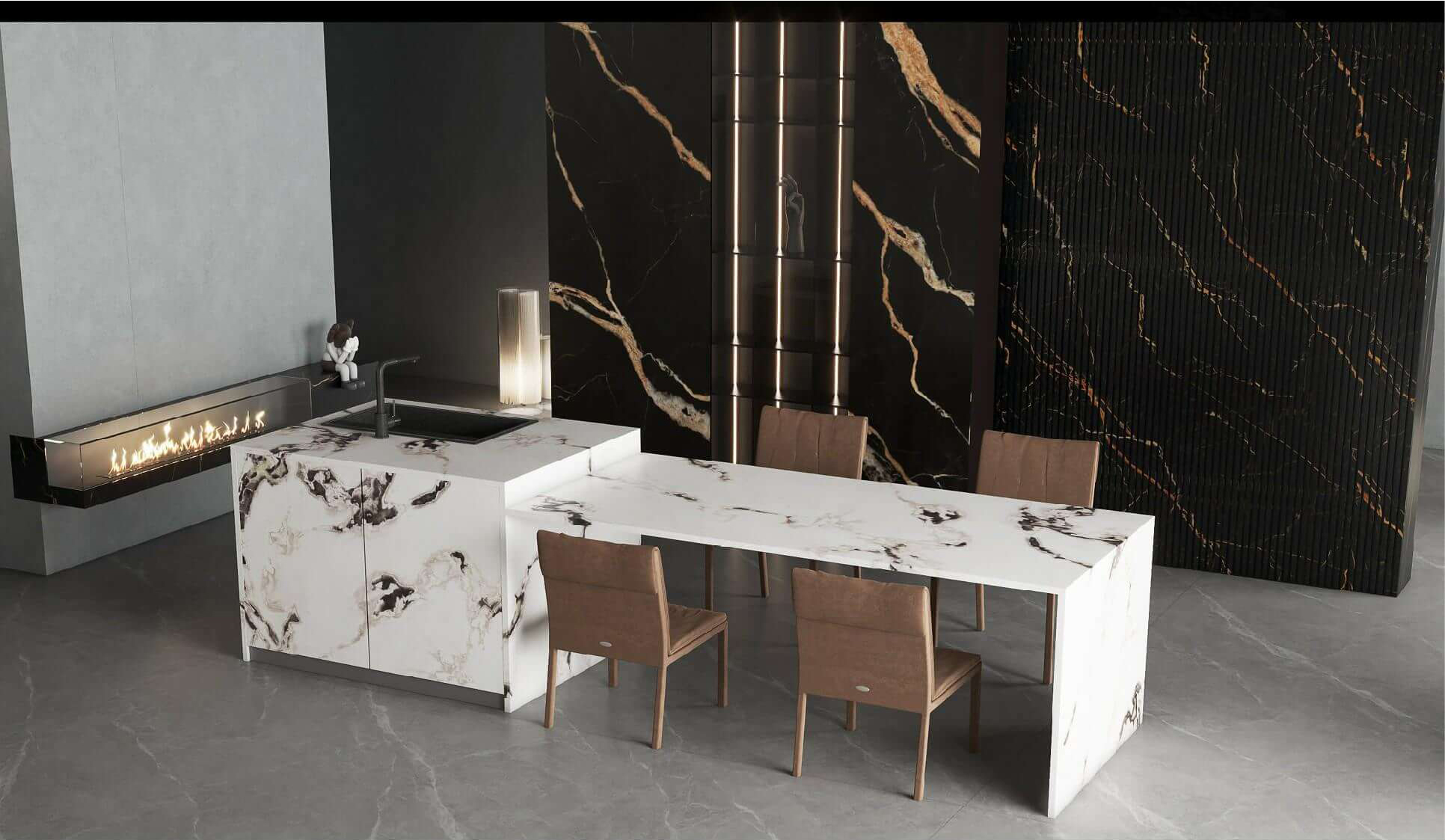 Intricate High-Contrast Full Body Sintered Tile for Luxury Interiors TQ35-JQF163212X138