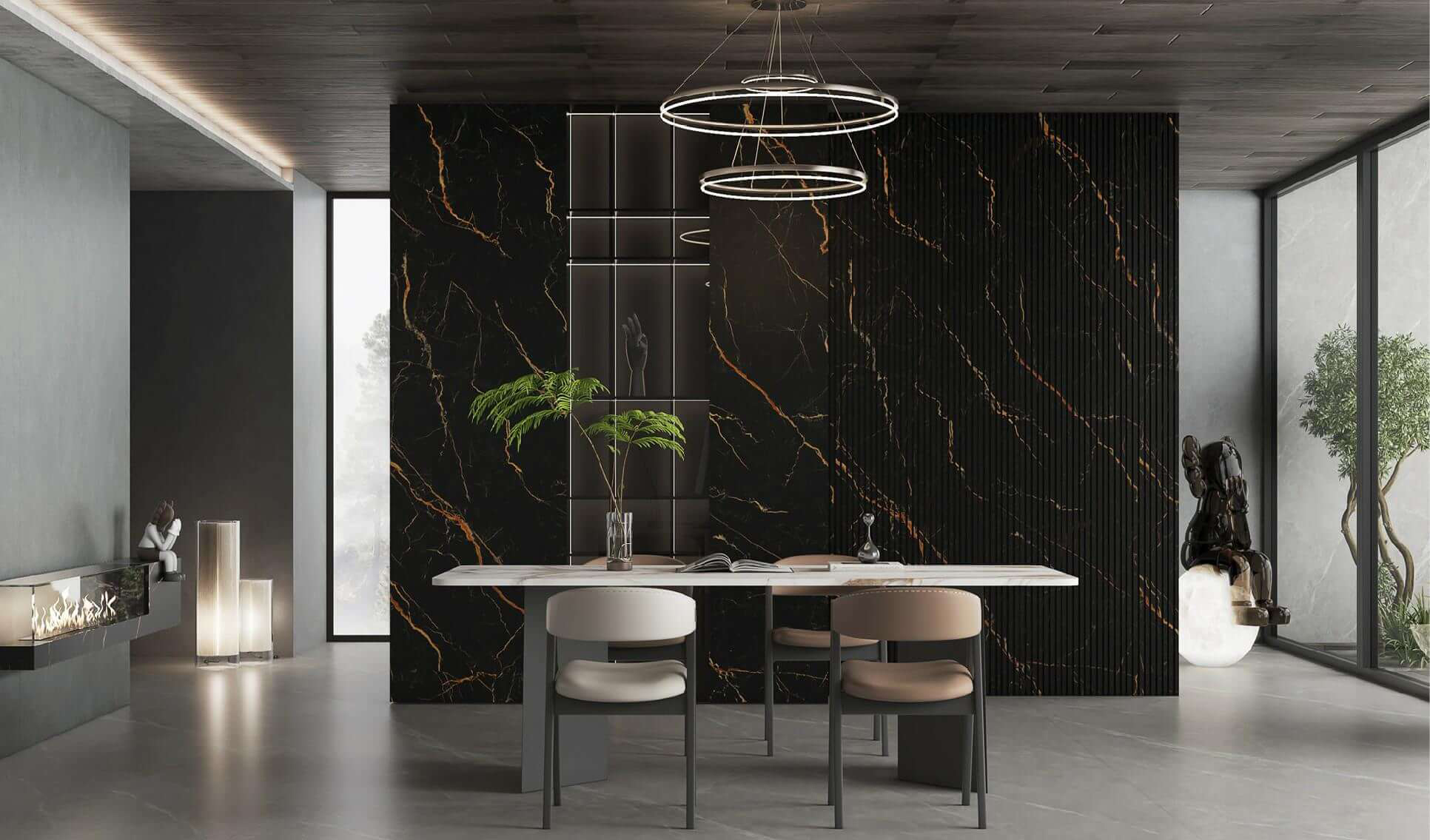 Intricate High-Contrast Full Body Sintered Tile for Luxury Interiors TQ35-JQF163212X138