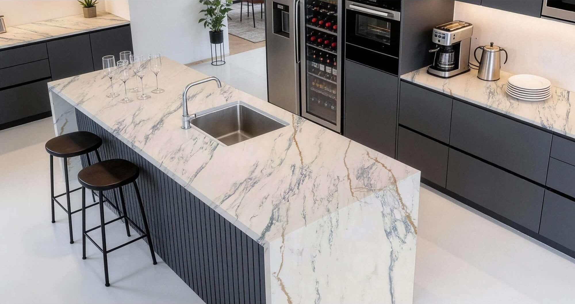 White Marble Look Large Format Sintered Tile Slab TQ35-LH321620G207 MG207