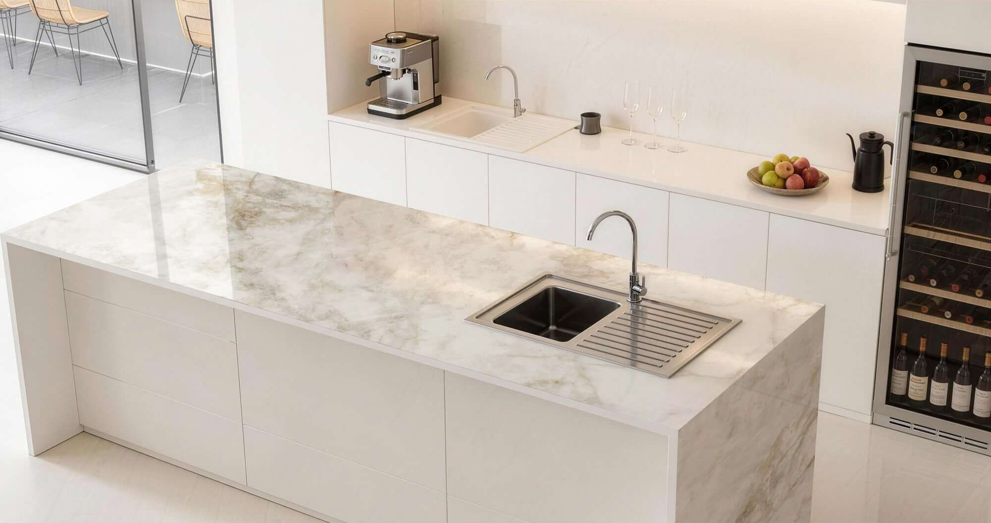 White Marble Bookmatch Sintered Tile Slab TQ35-LHA321620G201 AB