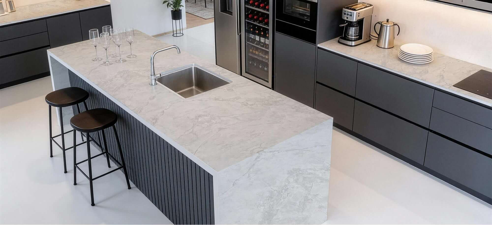 Light Grey Marble Bookmatch Sintered Tile Slab TQ35-LHA321620MG209 AB