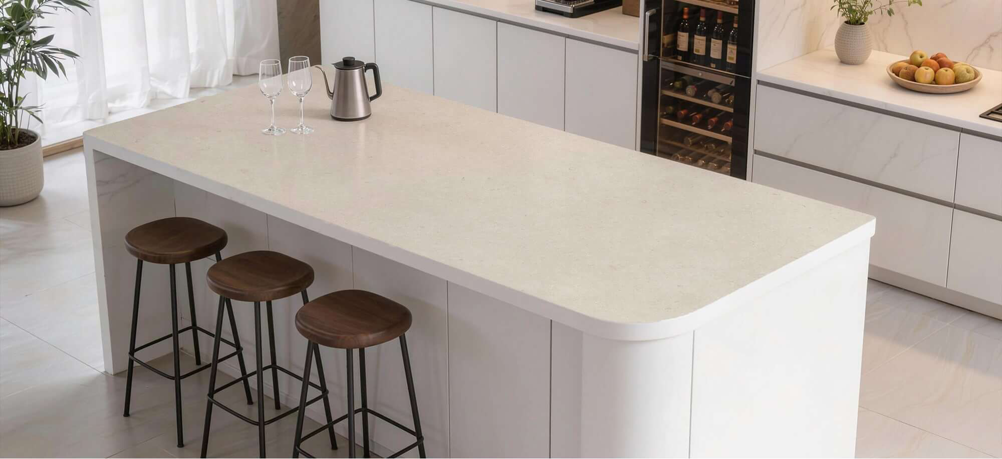 Off White Limestone Look Sintered Tile Slab TQ35-LHA321620MG212