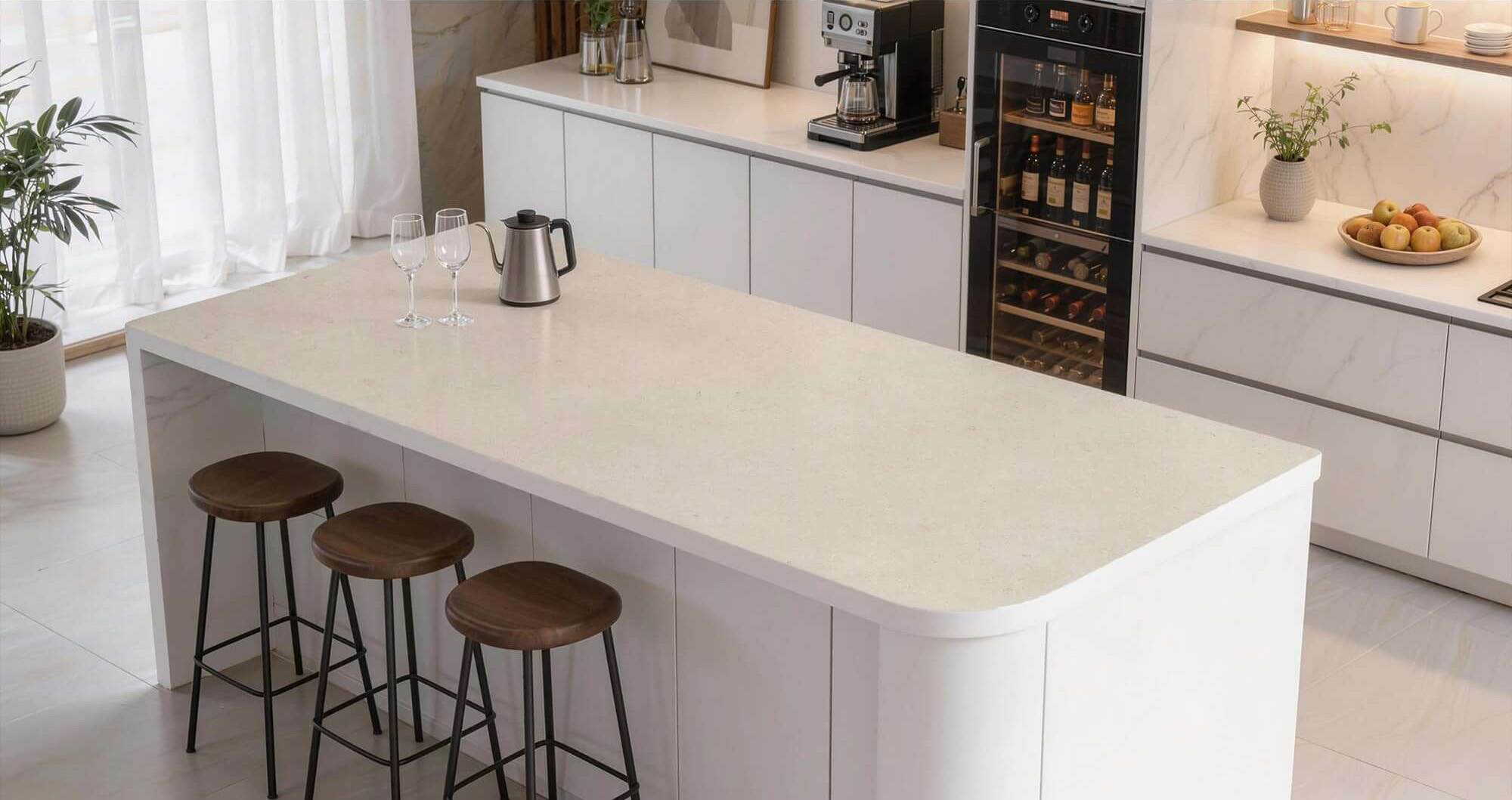 Off White Limestone Look Sintered Tile Slab TQ35-LHA321620MG212