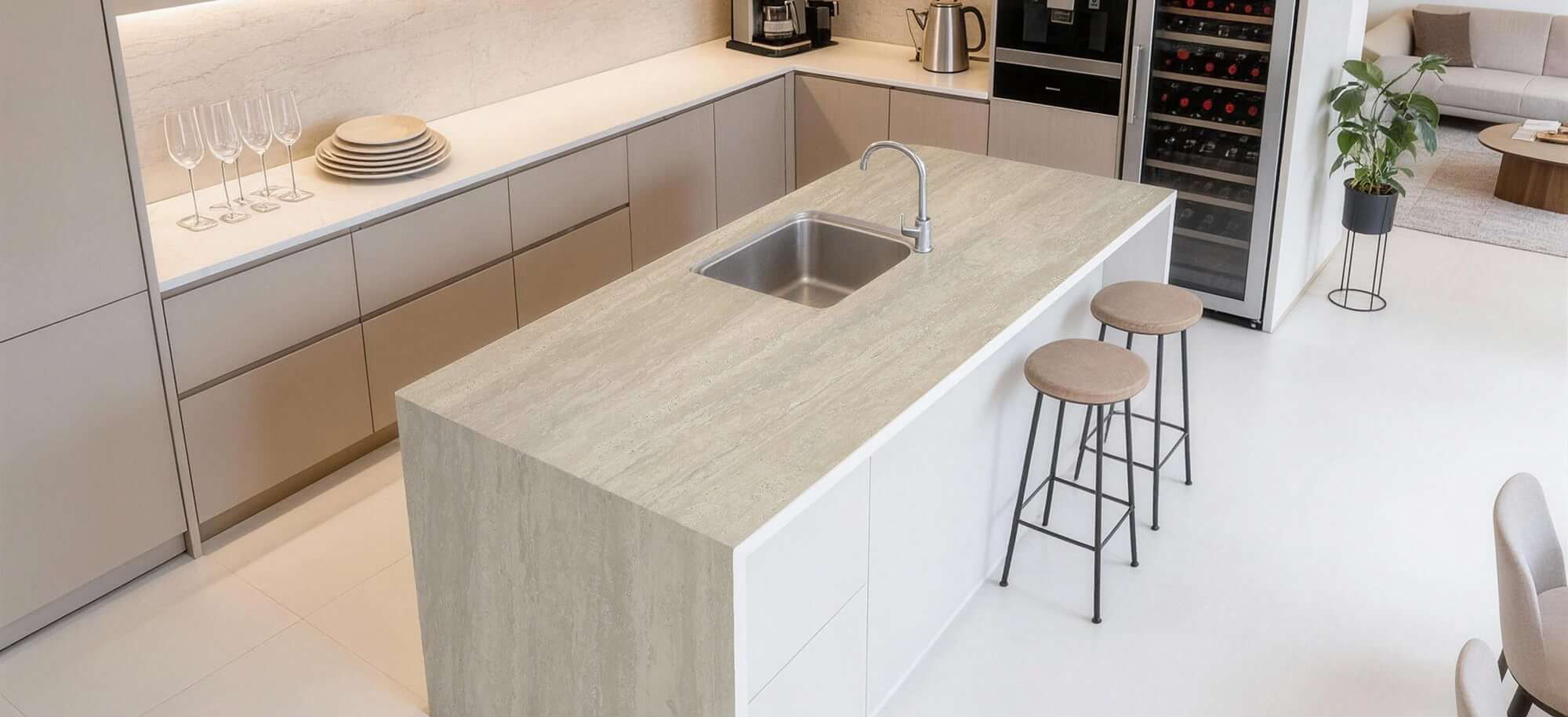 Beige Travertine Look Sintered Tile Slab TQ35-LHA321620MG3101
