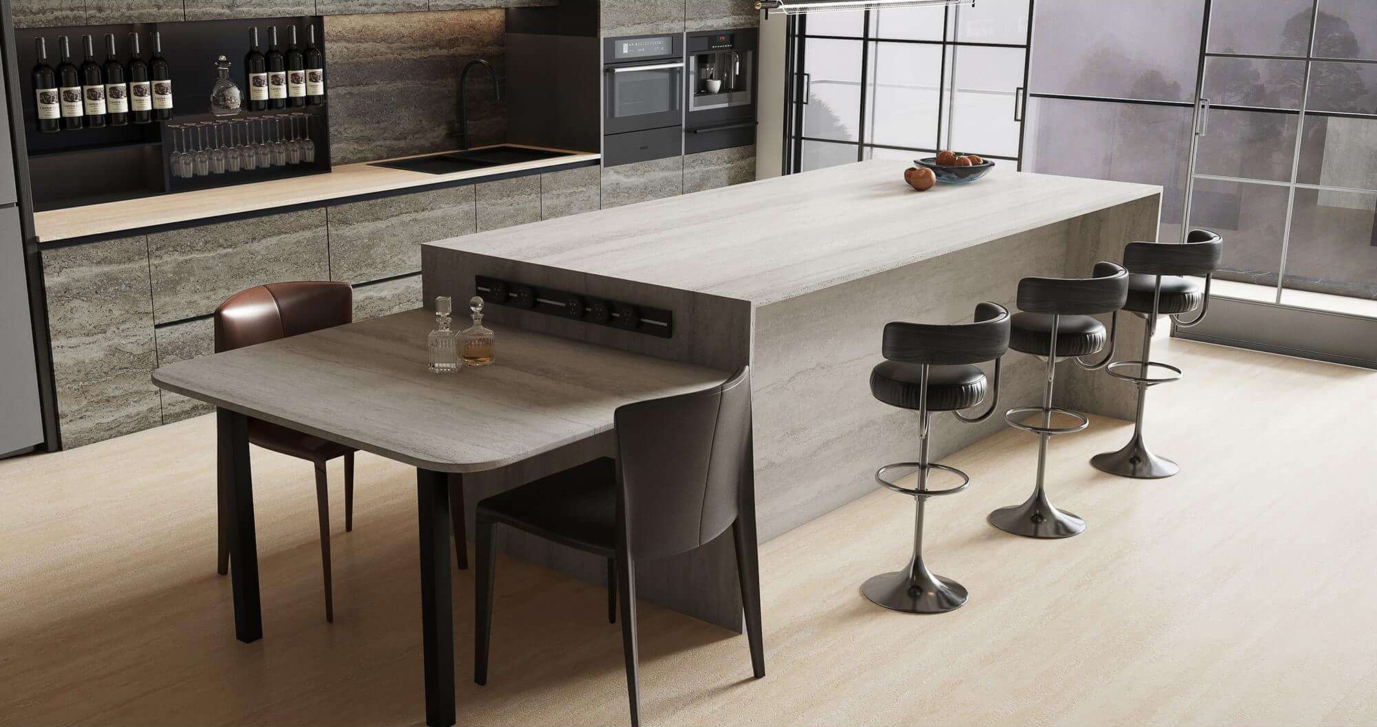 White Travertine Look Sintered Tile Slab TQ35-LHA321620N153