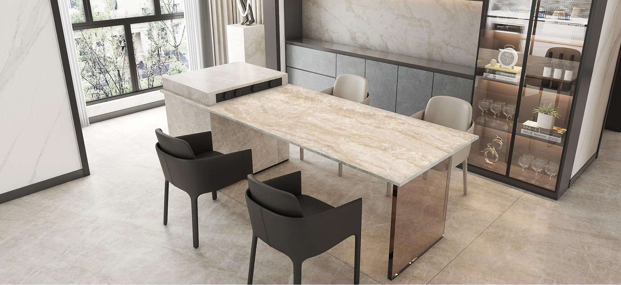 Beige Natural Stone Look Sintered Tile Slab TQ35-LHA321620N160