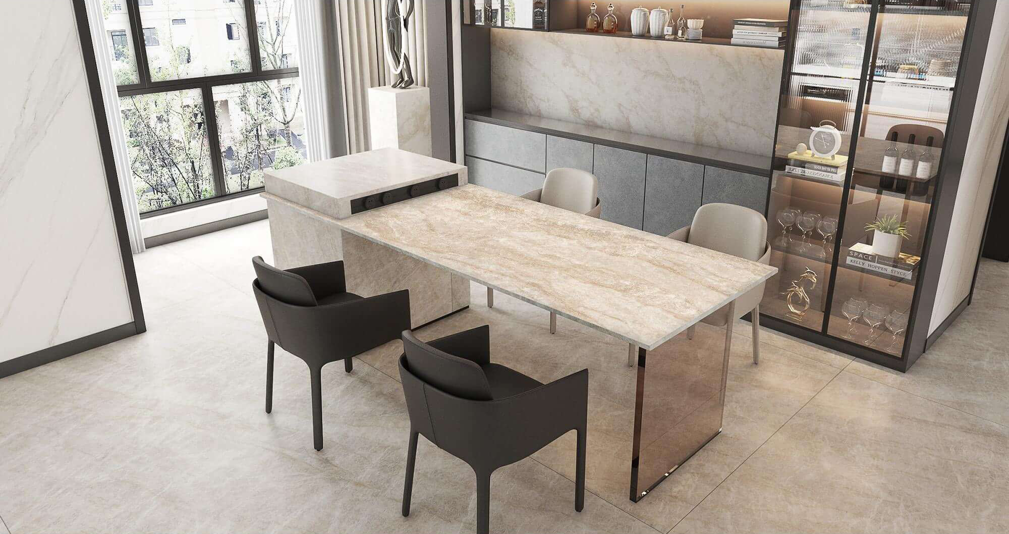 Beige Natural Stone Look Sintered Tile Slab TQ35-LHA321620N160