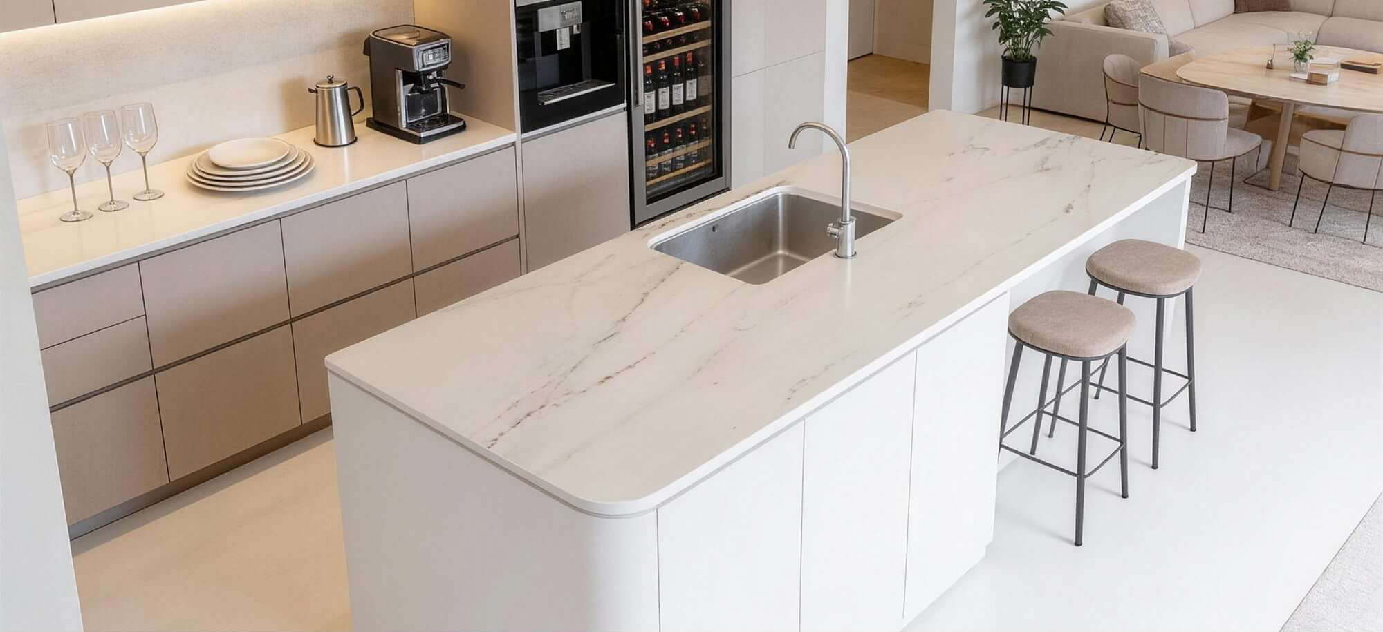 Luxury Creamy White & Grey Vein Sintered Tile 1600x3200x20mm TQ35-LHA321620N202 AB