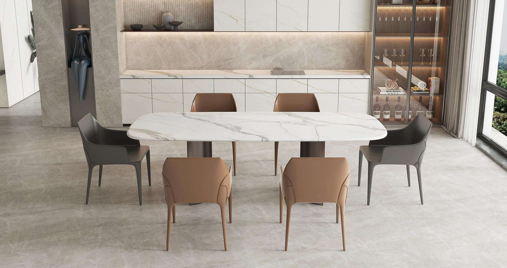 Luminous Calacatta Marble Effect Sintered Tile 1600x3200x20mm TQ35-LHD321620N123