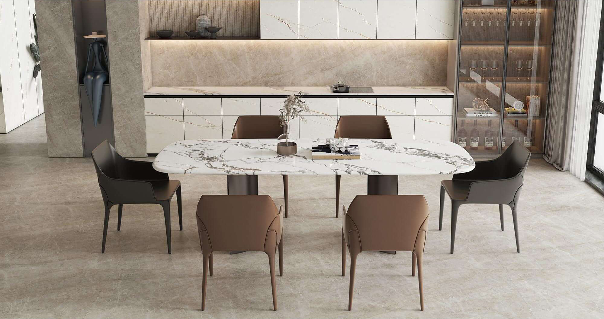 Bold White & Black Vein Marble-Effect Sintered Tile 1600x3200x20mm TQ35-LHD321620N131