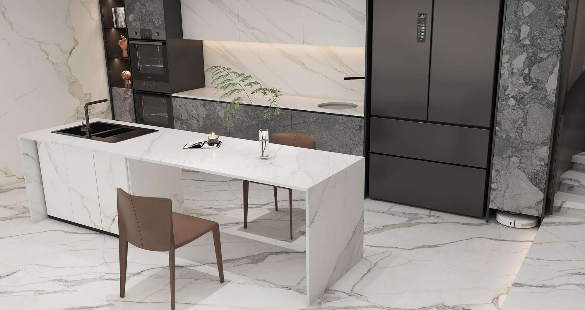 Classic White with Subtle Grey Vein Sintered Tile 1600x3200x20mm TQ35-LHD321620N157
