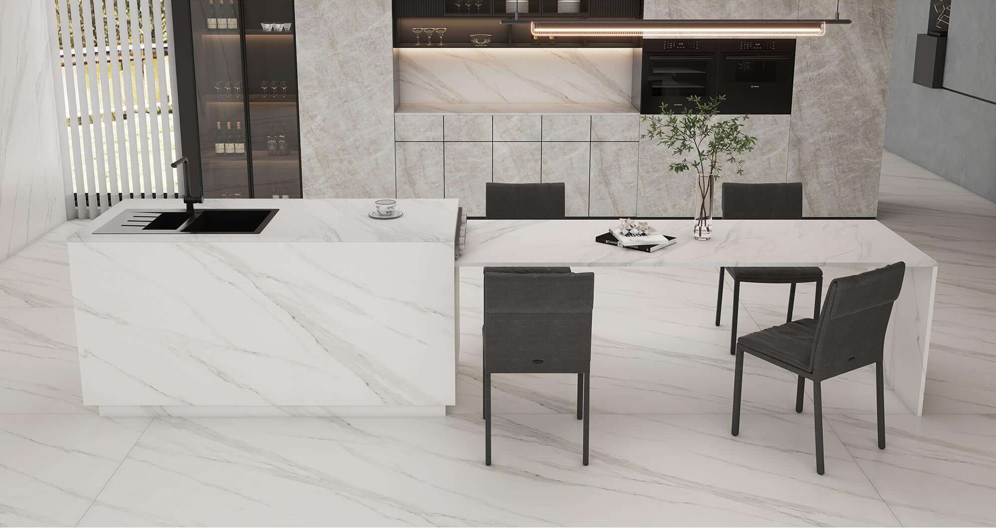 Classic White with Subtle Grey Vein Sintered Tile 1600x3200x20mm TQ35-LHD321620N157