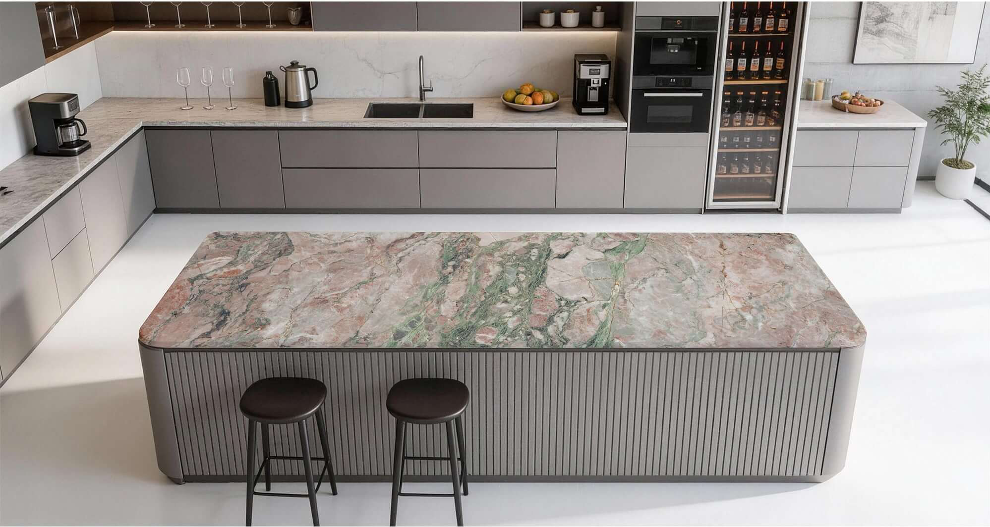 Exotic Pink & Green Marble-Effect Sintered Tile 1600x3200x20mm TQ35-LHD321620N211 AB
