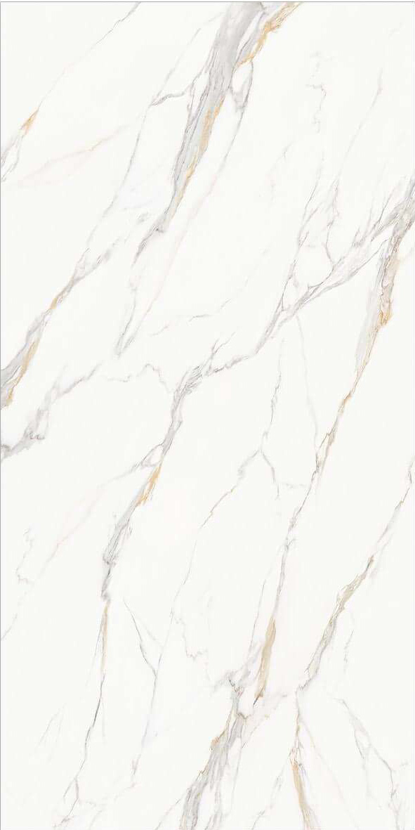 Luxury Calacatta-Inspired White & Golden Vein Sintered Tile 1600x3200x20mm TQ35-LHD321620N666