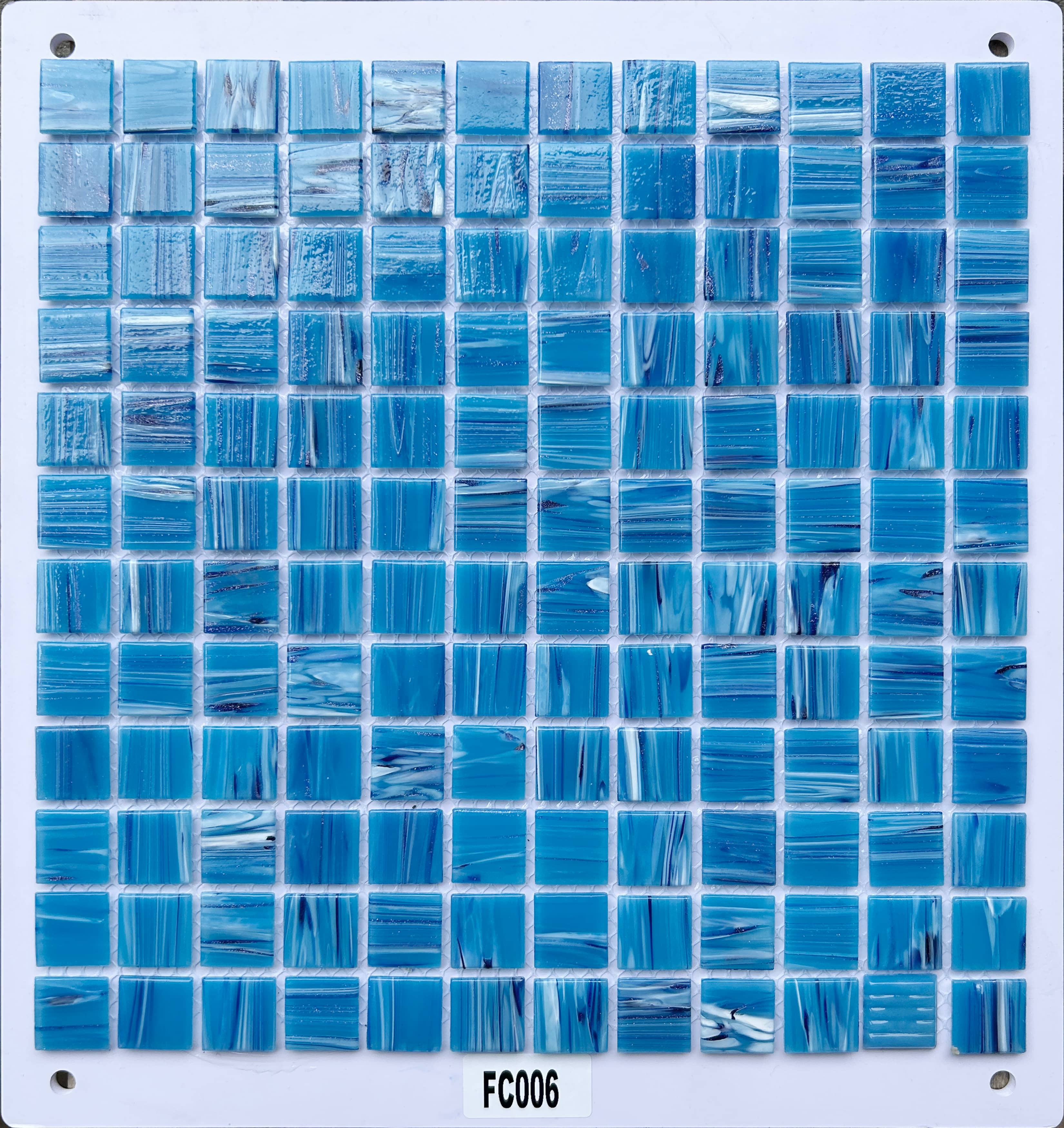Wavy Deep Blue & White Glass Mosaic Tile, 23x23mm, for Pool & Bathroom TQ36-FC006