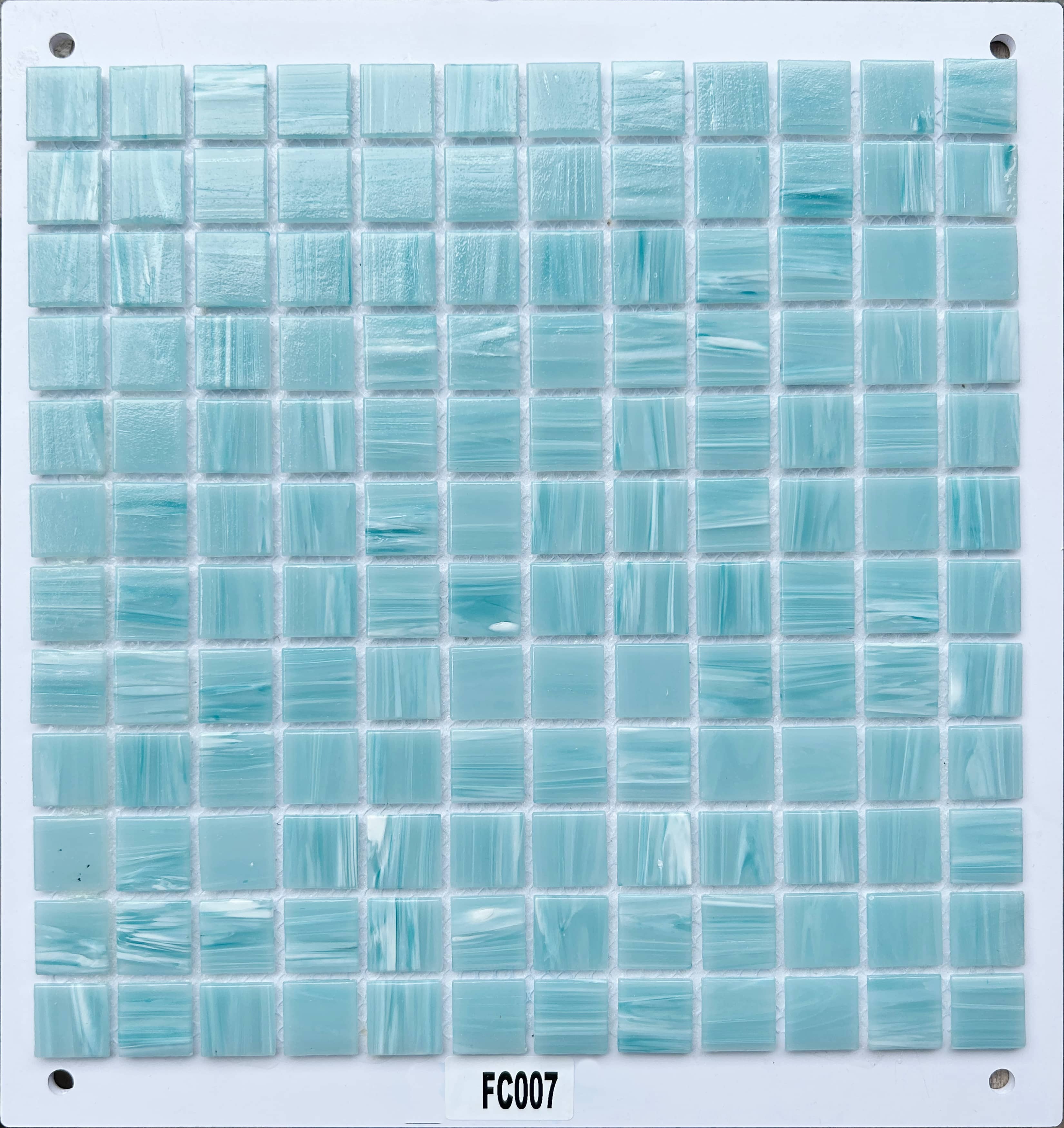 Soft Turquoise Wavy Marbled Glass Mosaic Tile, 23x23mm, for Pool & Bathroom TQ36-FC007