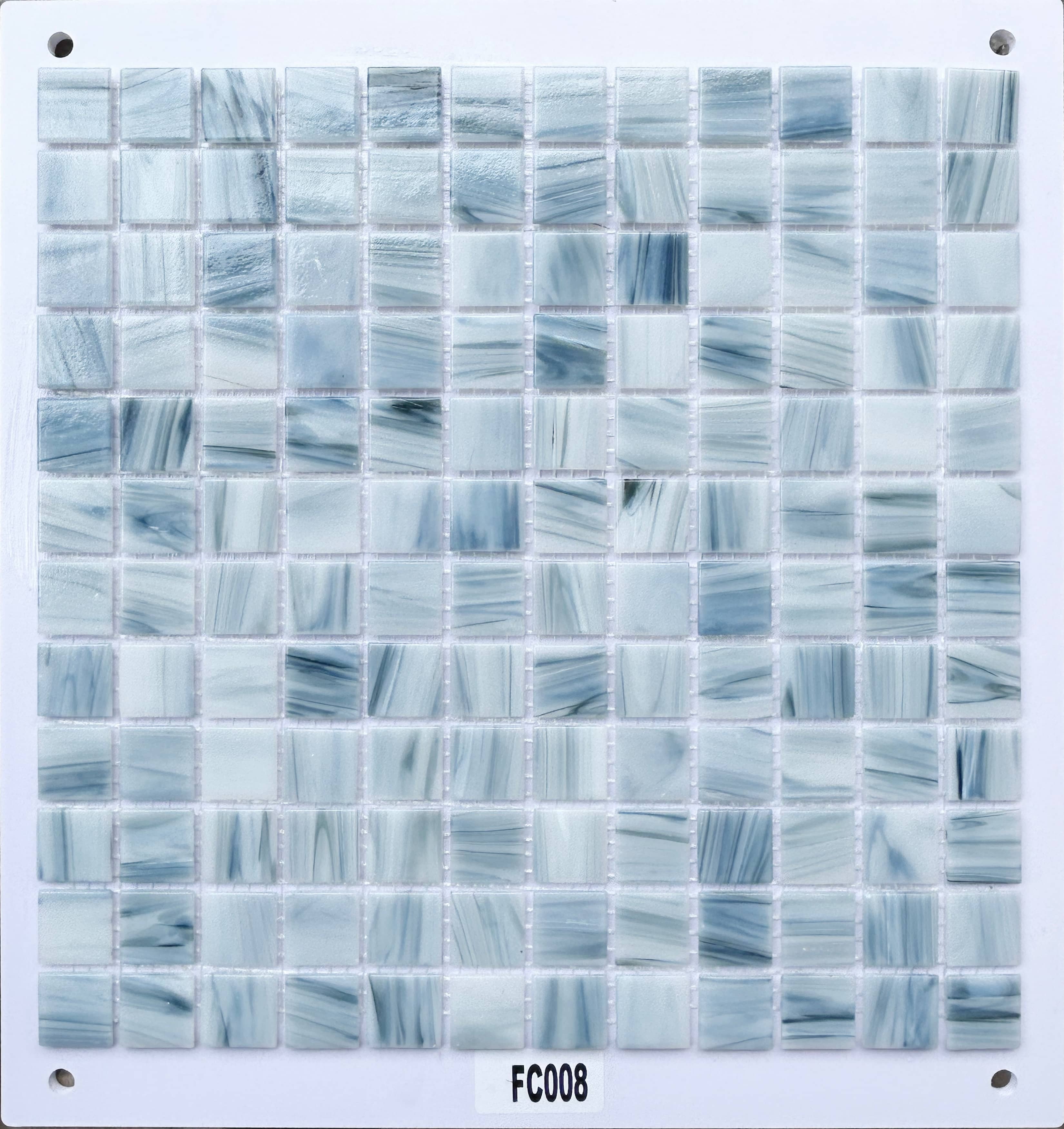 Soft Misty Blue & White Marbled Glass Mosaic Tile, 23x23mm, for Pool & Bathroom TQ36-FC008
