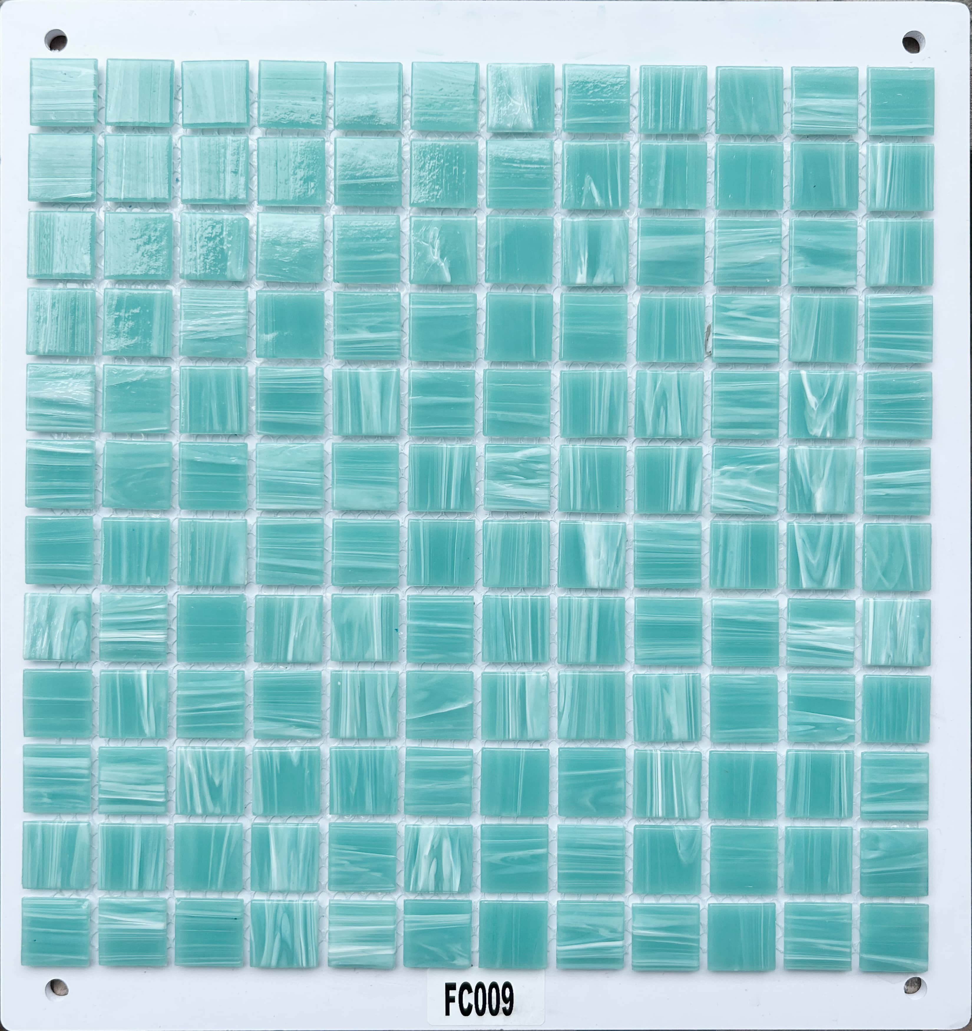 Soft Turquoise Wavy Marbled Glass Mosaic Tile, 23x23mm, for Pool & Bathroom TQ36-FC009