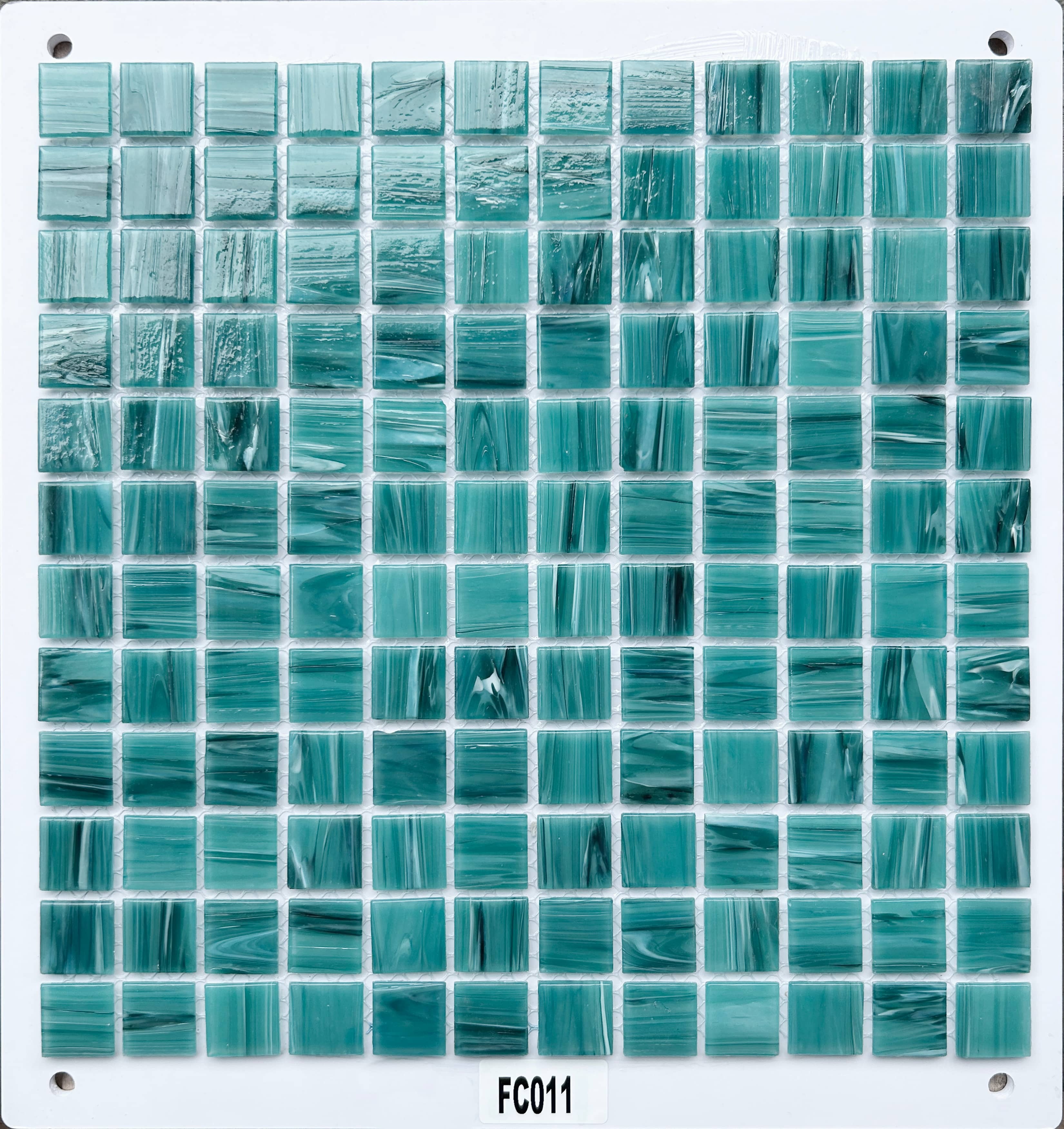 Deep Teal Wavy Marbled Glass Mosaic Tile, 23x23mm, for Pool & Bathroom TQ36-FC011