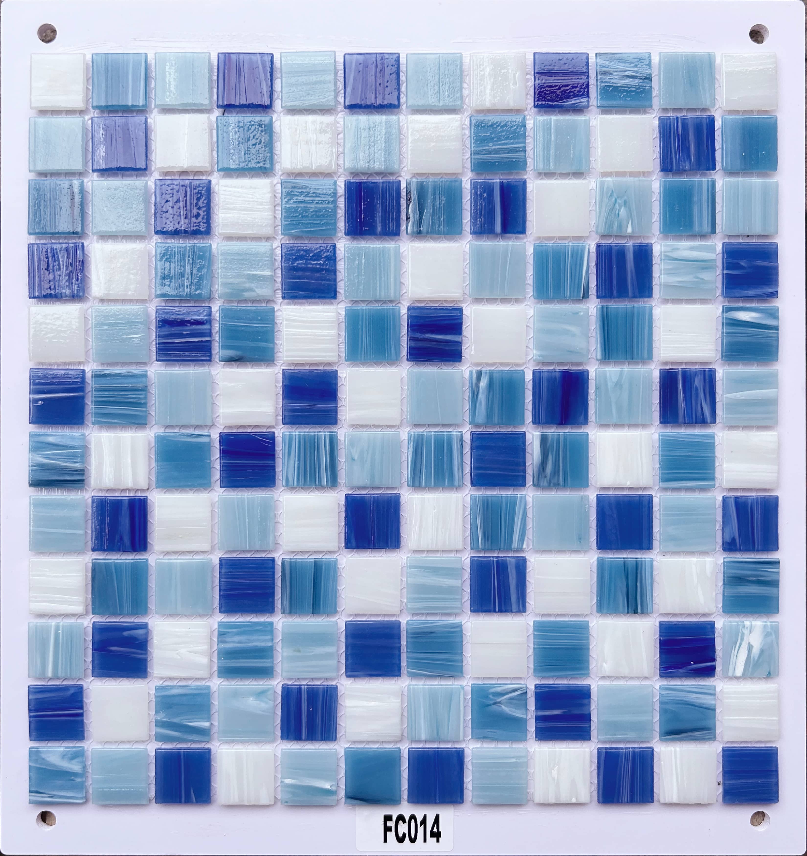 Ocean Blue & White Multi-Tonal Glass Mosaic Tile, 23x23mm, for Pool & Bathroom TQ36-FC014