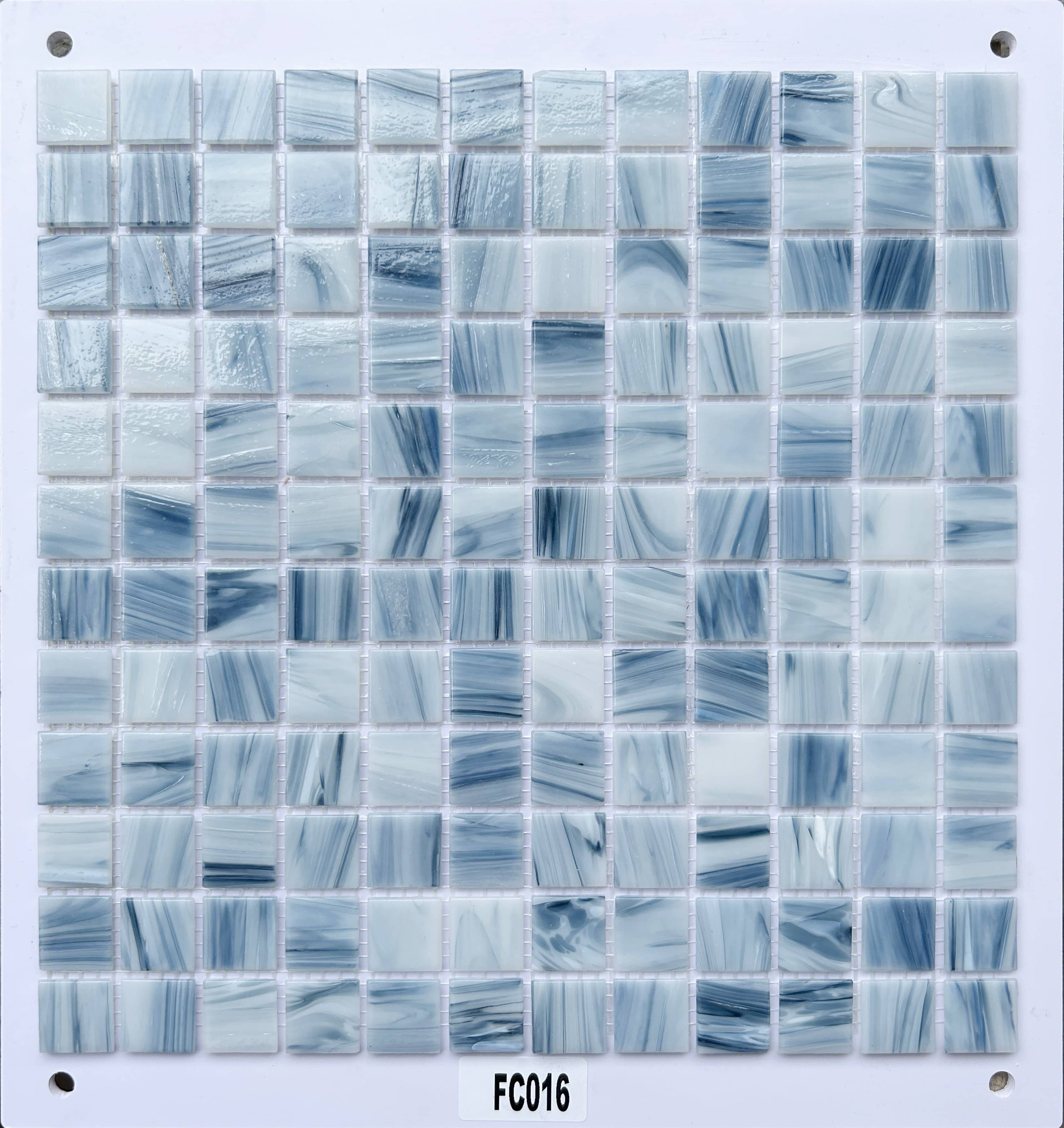 Soft Blue & White Marbled Glass Mosaic Tile, 23x23mm, for Pool & Bathroom TQ36-FC016