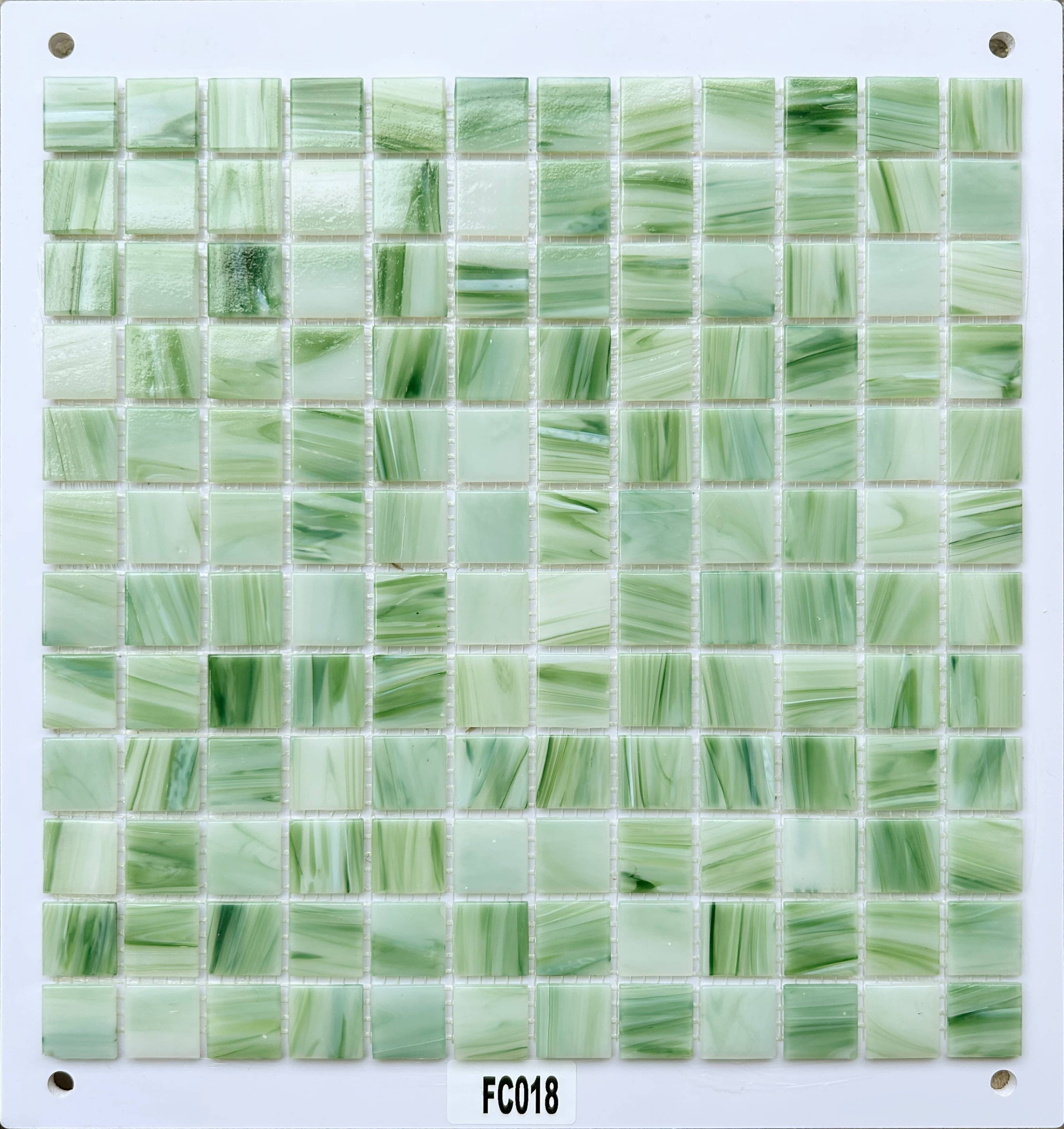 Soft Natural Green Marbled Glass Mosaic Tile, 23x23mm, for Pool & Bathroom TQ36-FC018