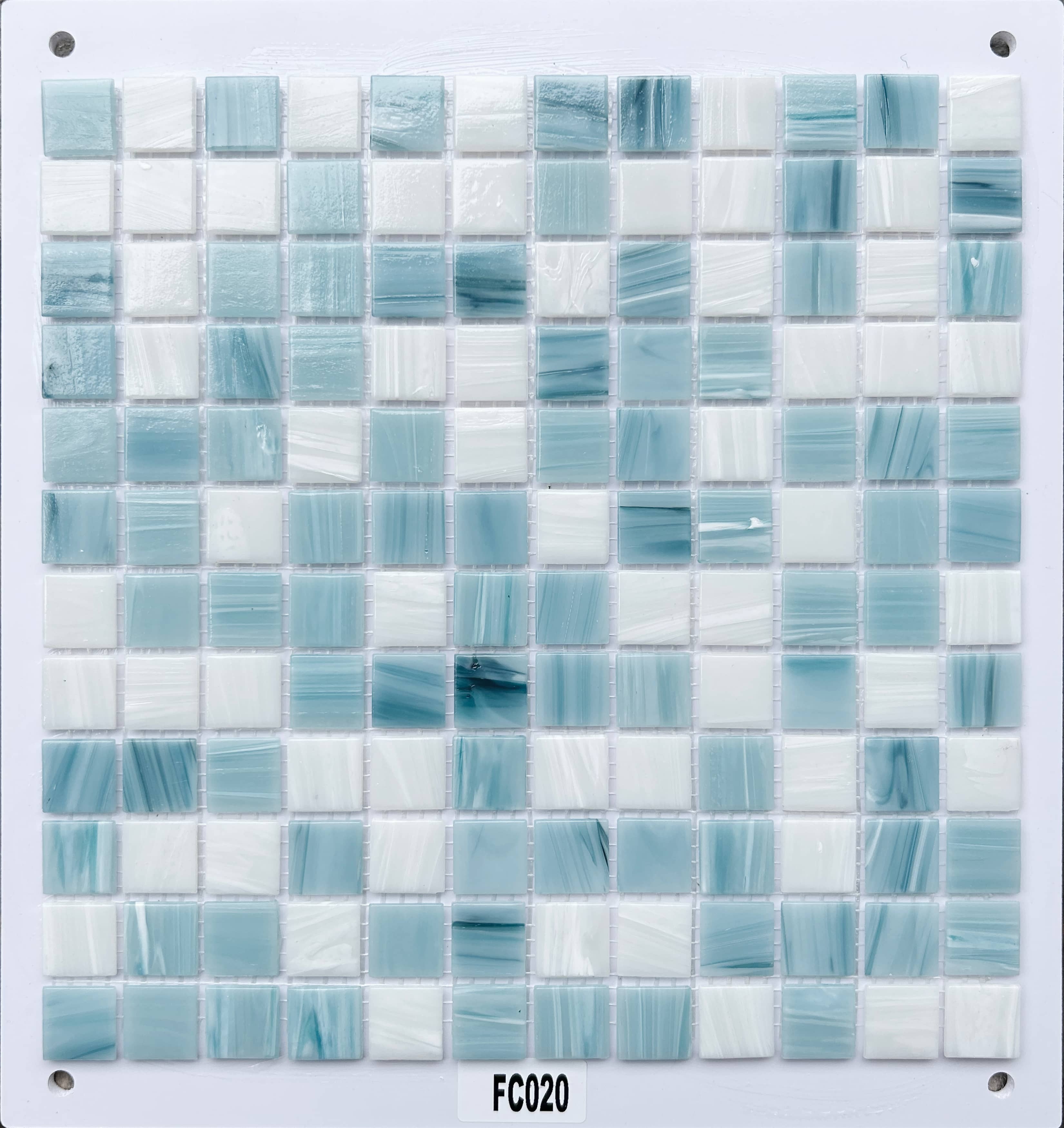 Soft Sky Blue & White Glass Mosaic Tile, 23x23mm, for Pool & Bathroom TQ36-FC020