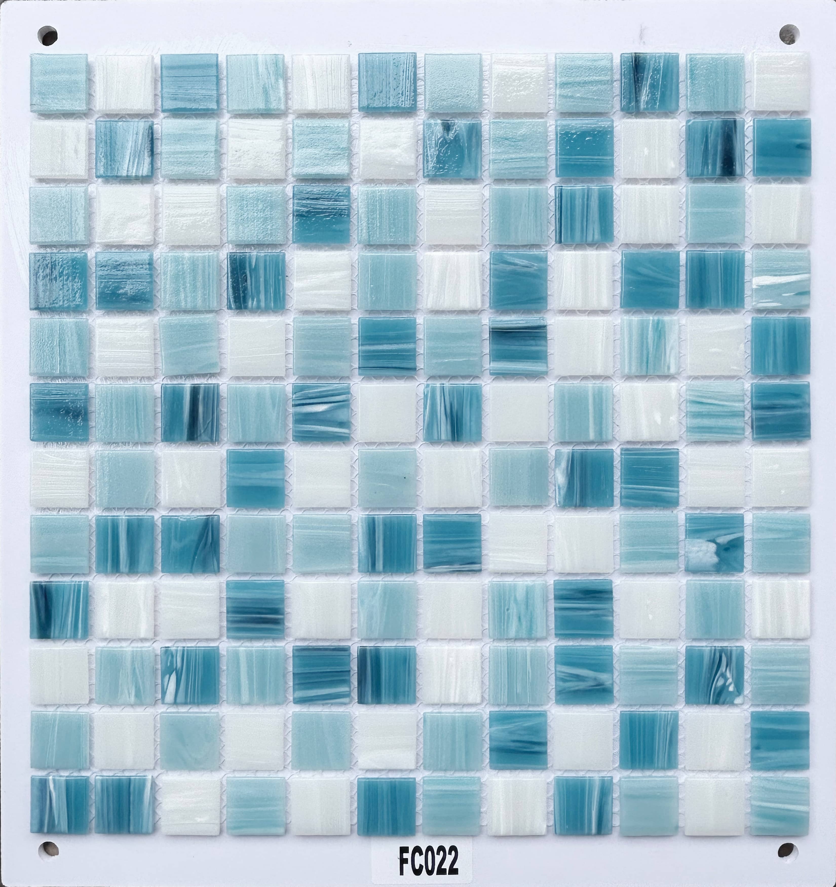 Turquoise, Sky Blue & White Glass Mosaic Tile, 23x23mm, for Pool & Bathroom TQ36-FC022