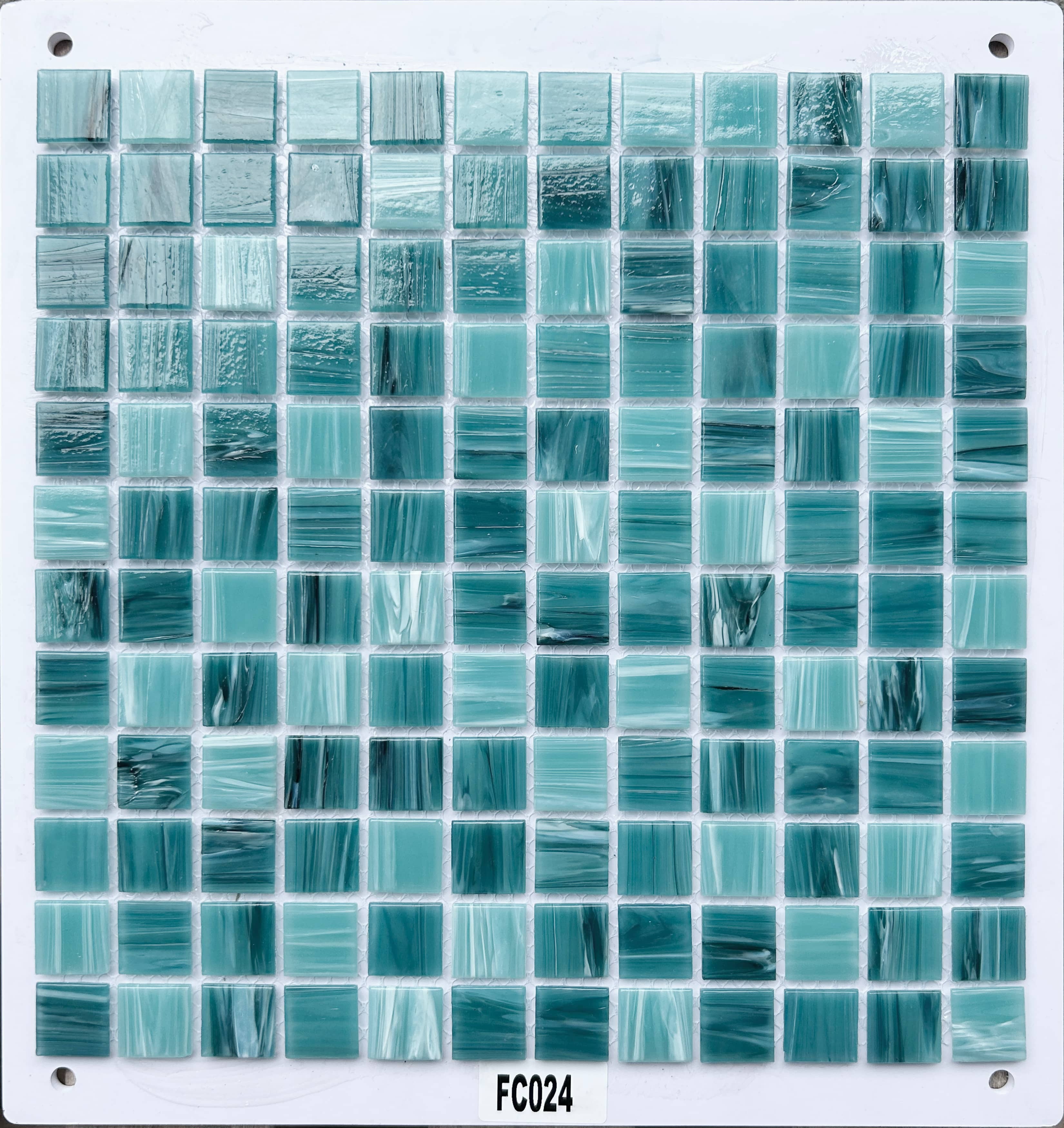 Teal Gradient Marbled Glass Mosaic Tile, 23x23mm, for Pool & Bathroom TQ36-FC024