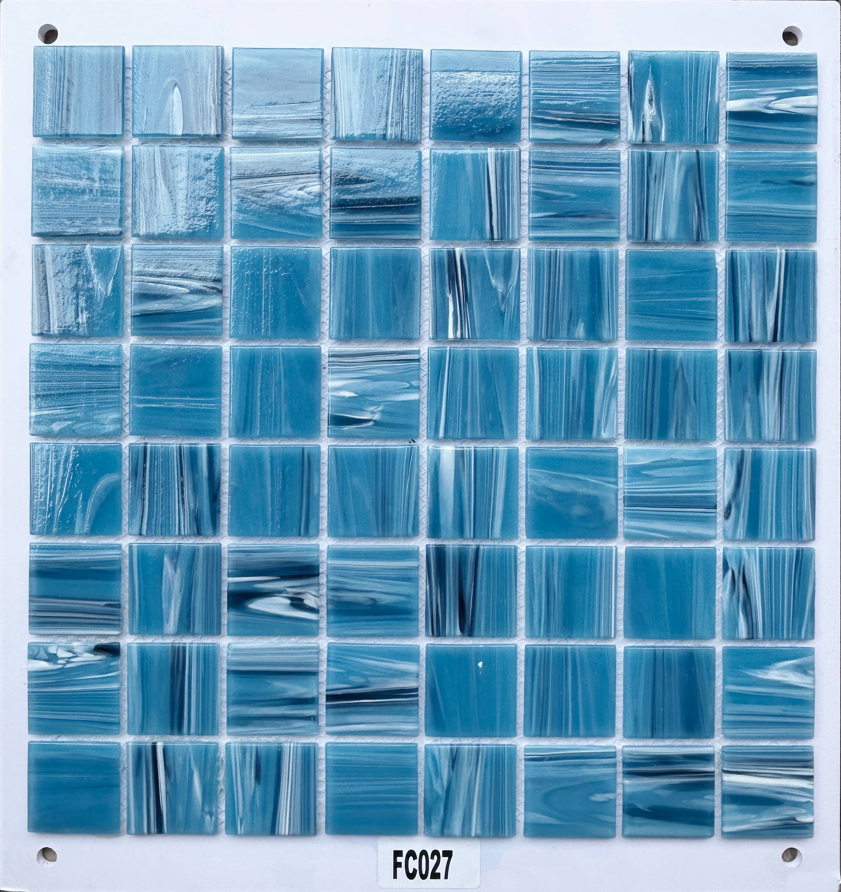 Deep Ocean Blue Marbled Glass Mosaic Tile, 36x36mm, for Pool & Bathroom TQ36-FC027
