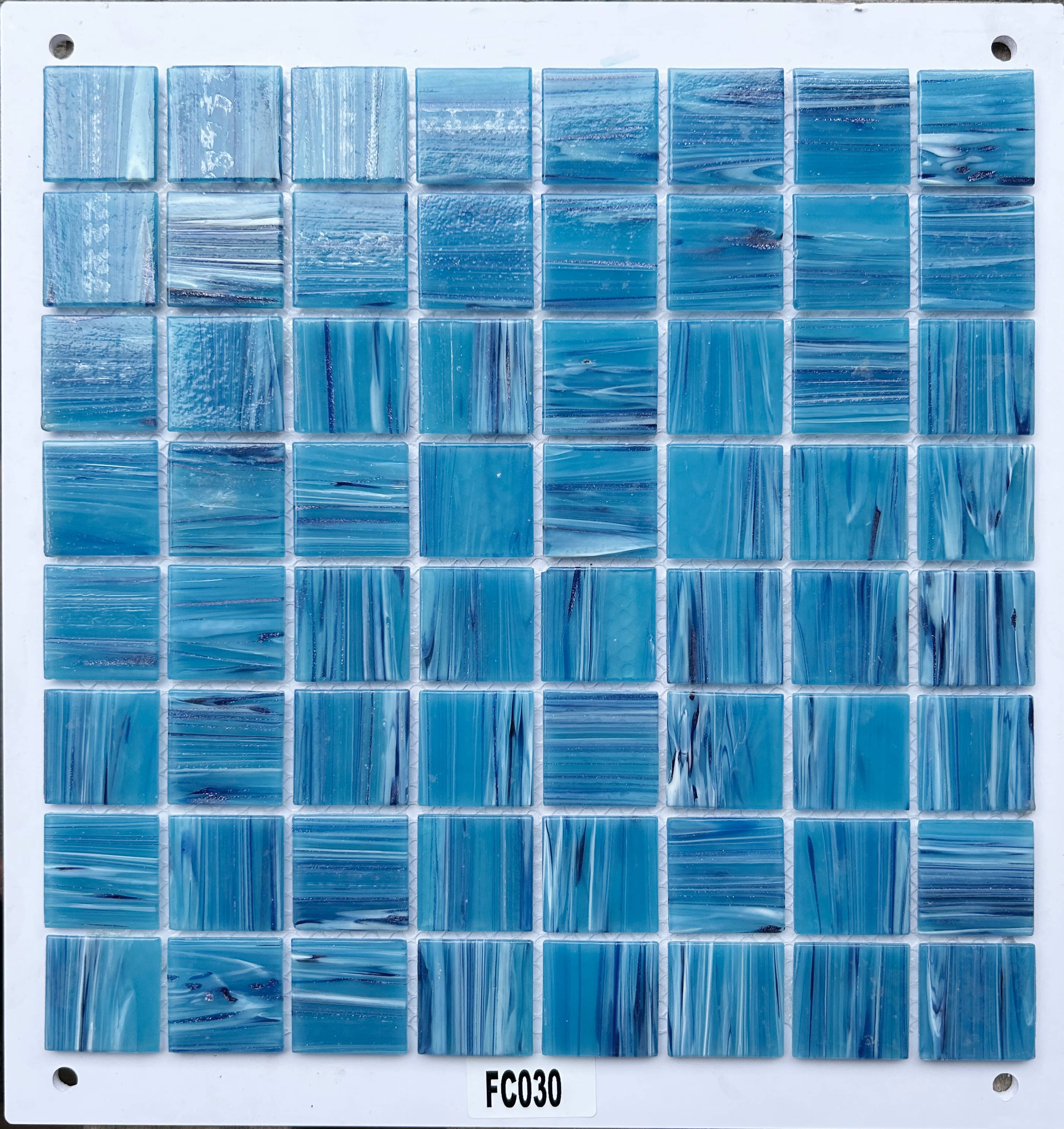 Vibrant Turquoise Blue Marbled Glass Mosaic Tile, 36x36mm, for Pool & Bathroom TQ36-FC030