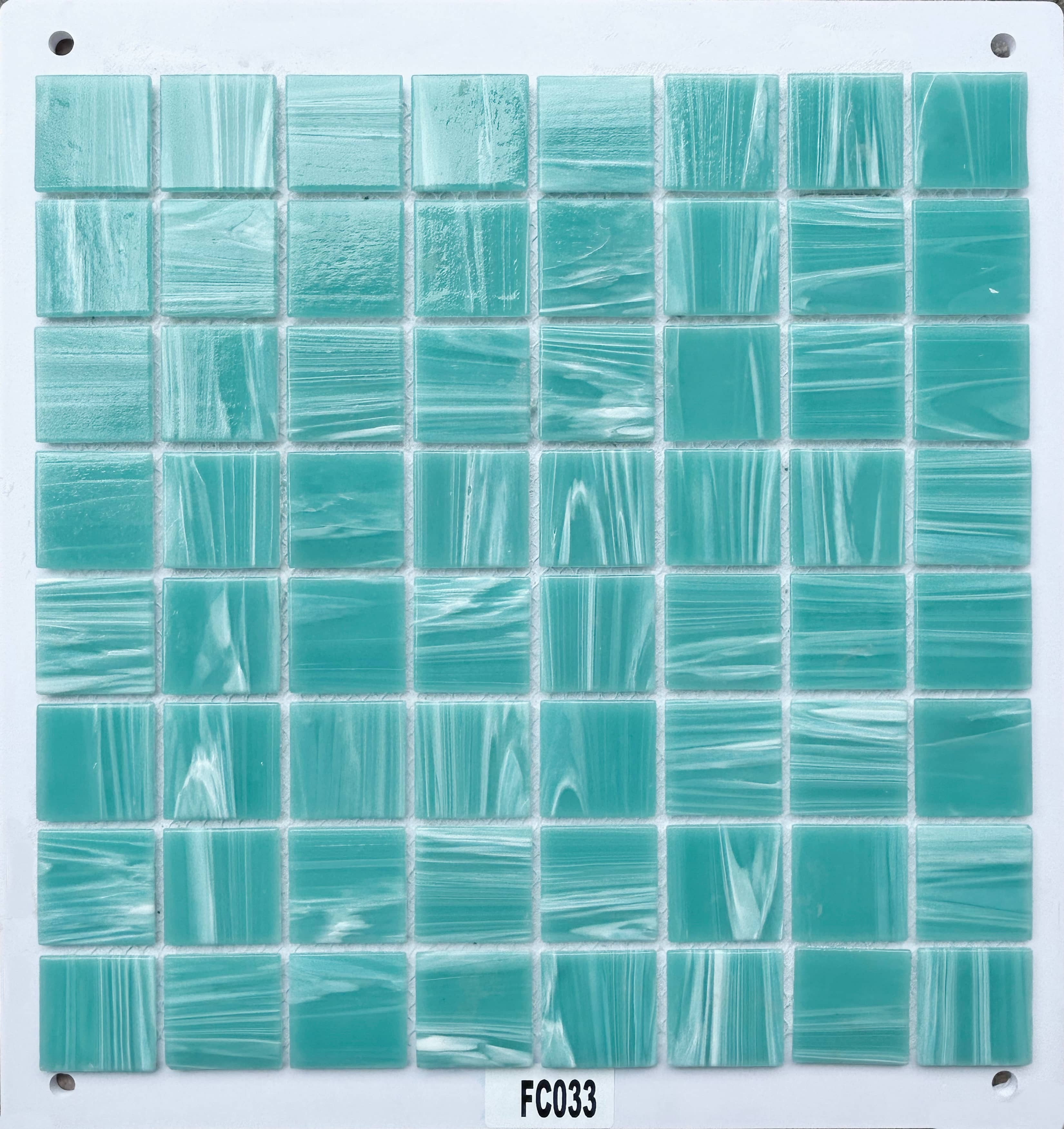 Vibrant Turquoise Marbled Glass Mosaic Tile, 36x36mm, for Pool & Bathroom TQ36-FC033