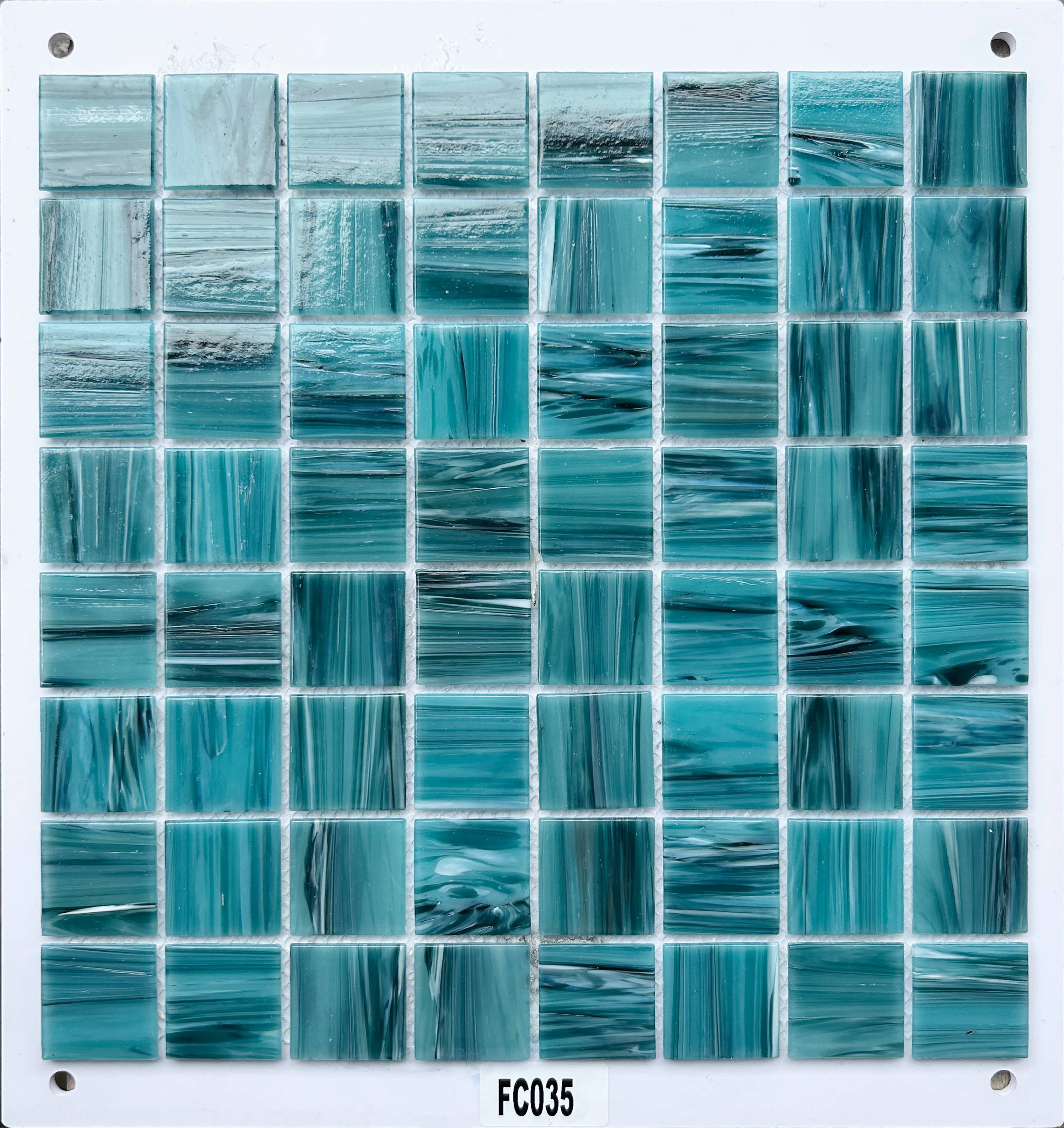 Teal Gradient Marbled Glass Mosaic Tile, 36x36mm, for Pool & Bathroom TQ36-FC035
