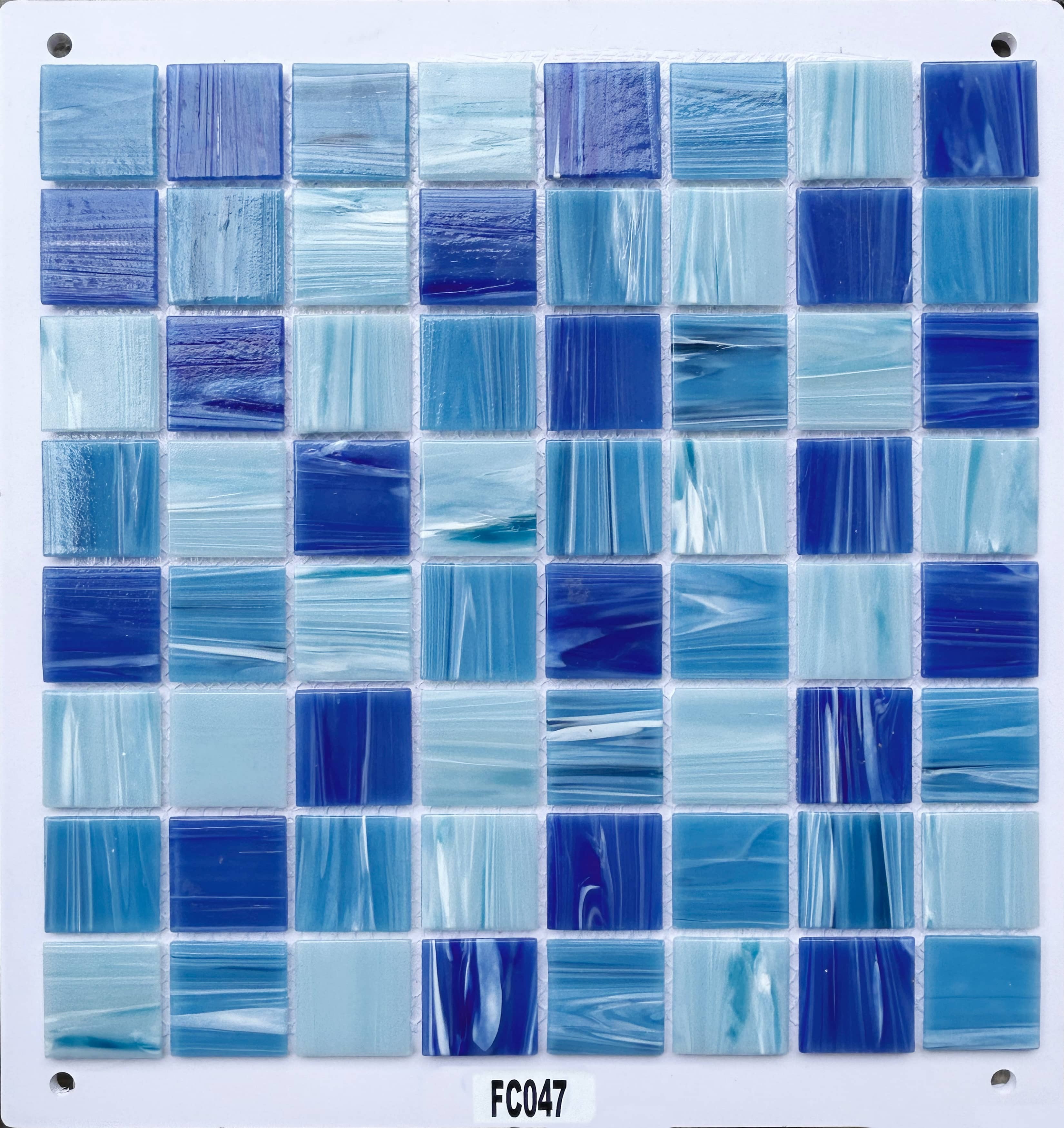 Deep Multi-Tone Blue Ocean-Inspired Glass Mosaic Tile, 36x36mm, for Pool & Bathroom TQ36-FC047
