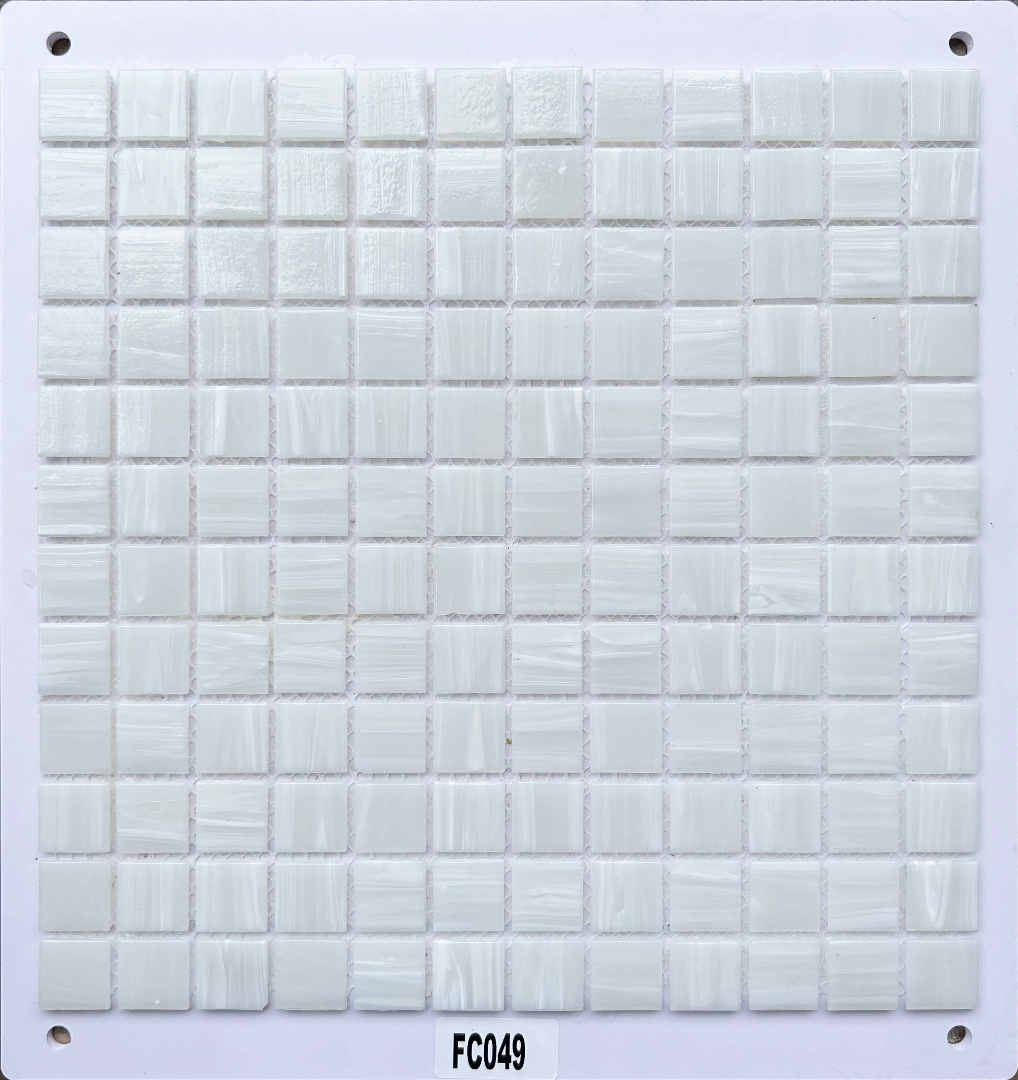 Solid White Marbled Glass Mosaic Tile, 23x23mm, for Bathroom & Kitchen TQ36-FC049