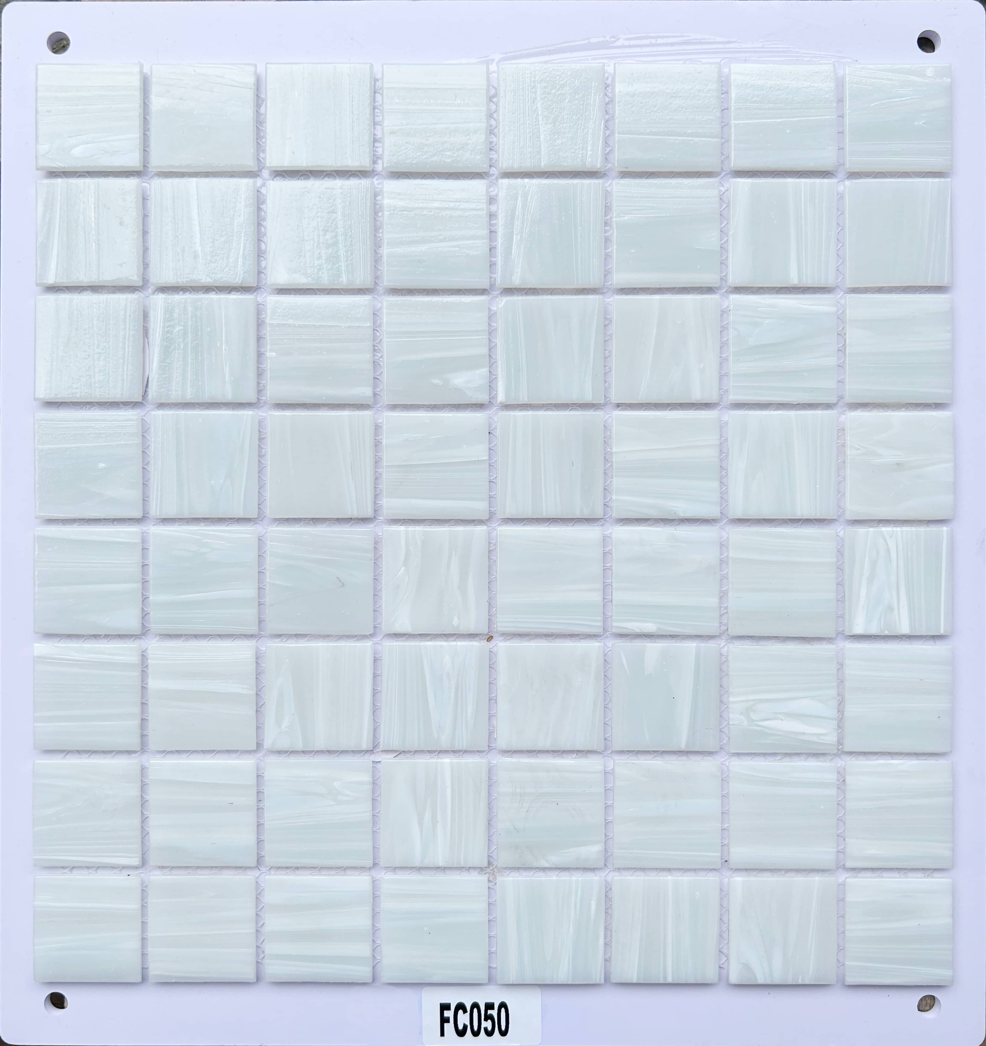 Soft Off-White Marbled Glass Mosaic Tile, 36x36mm, for Bathroom & Kitchen TQ36-FC050