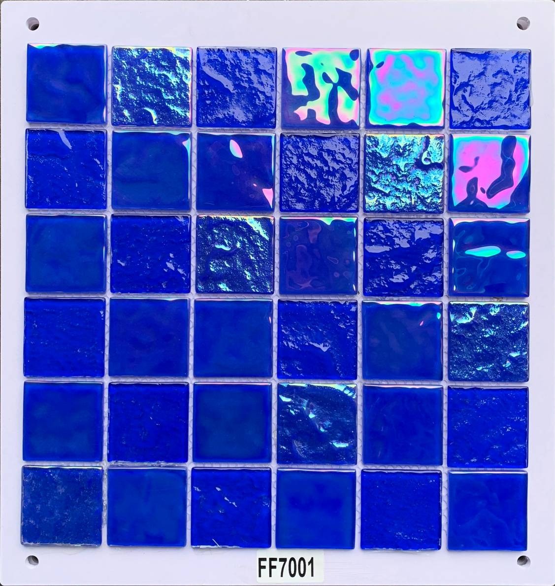 Deep Royal Blue Iridescent Glass Mosaic Tile, 48x48mm, for Pool & Bathroom TQ36-FF7001