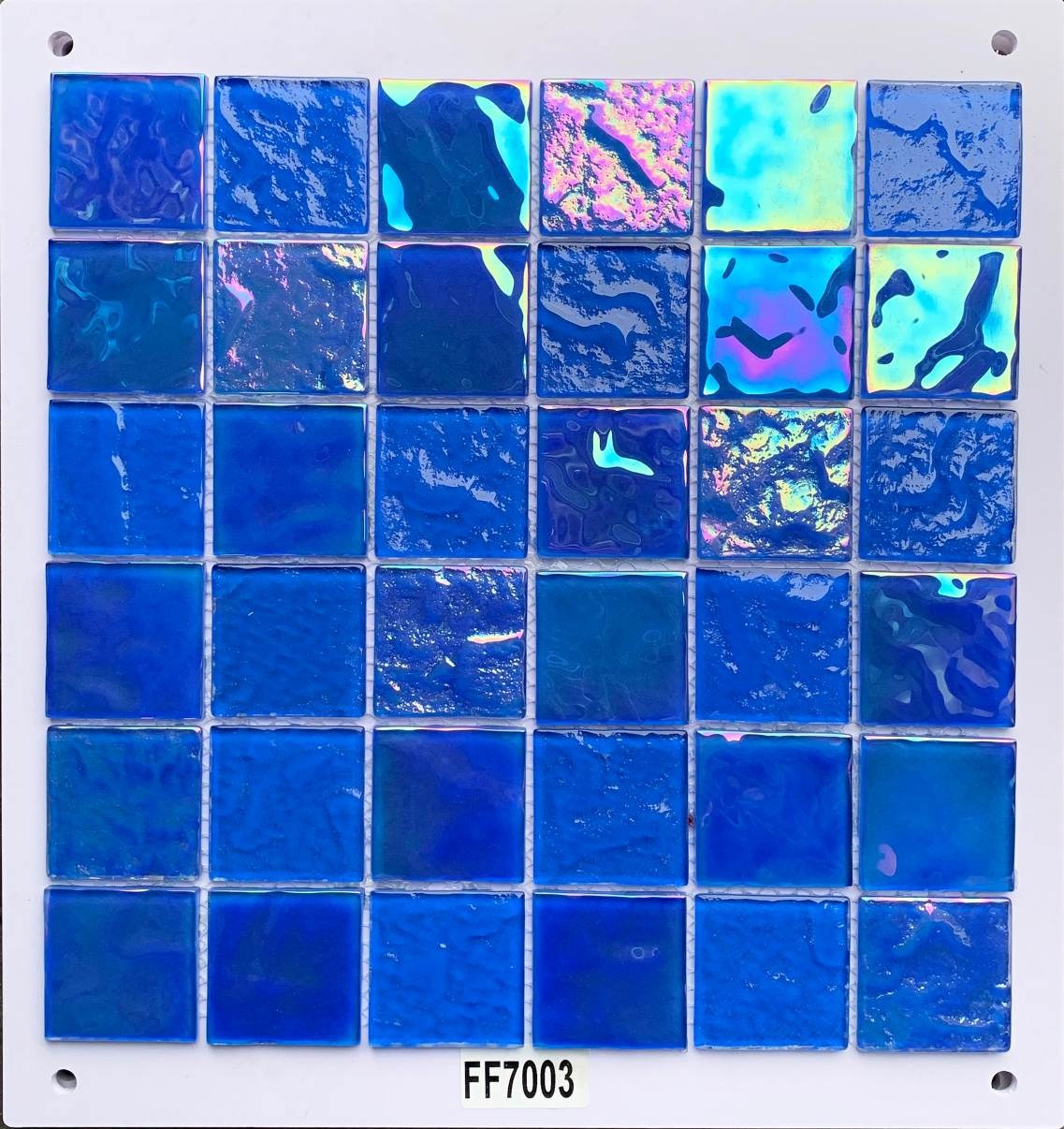 Deep Royal Blue Iridescent Glass Mosaic Tile, 48x48mm, for Pool & Bathroom TQ36-FF7003