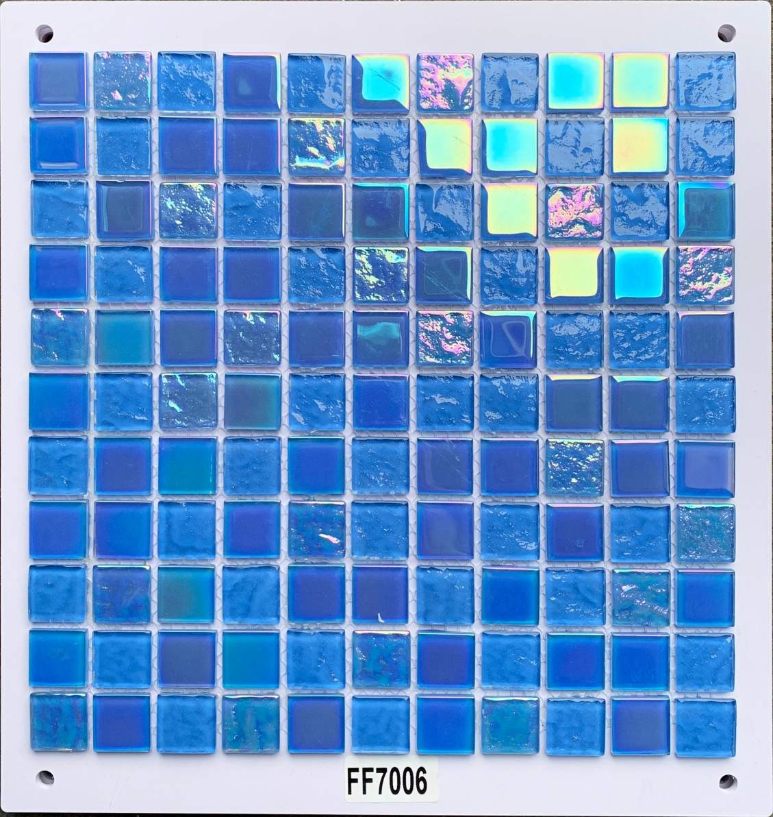 Multi-Tone Blue Iridescent Glass Mosaic Tile, 25x25mm, for Pool & Bathroom TQ36-FF7006