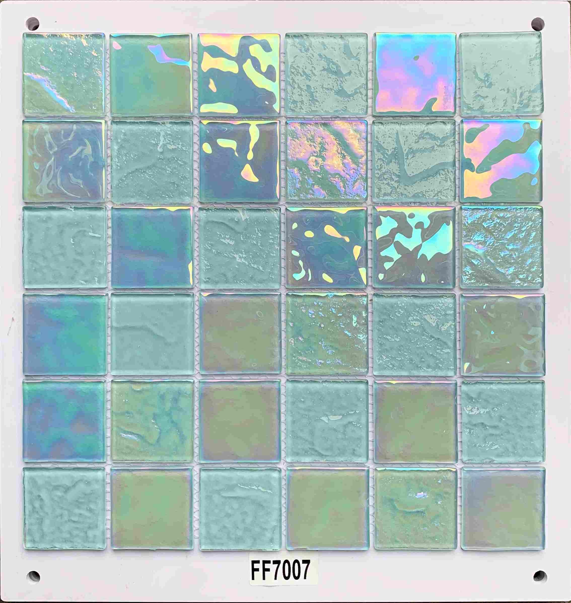 Iridescent Aqua & Mint Green Glass Mosaic Tile, 48x48mm, for Pool & Bathroom TQ36-FF7007