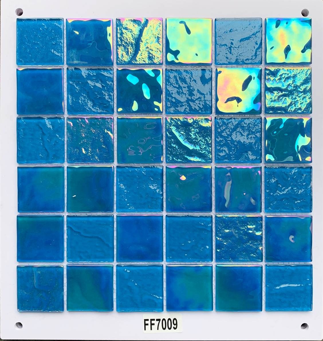 Deep Ocean Blue Iridescent Glass Mosaic Tile, 48x48mm, for Pool & Bathroom TQ36-FF7009
