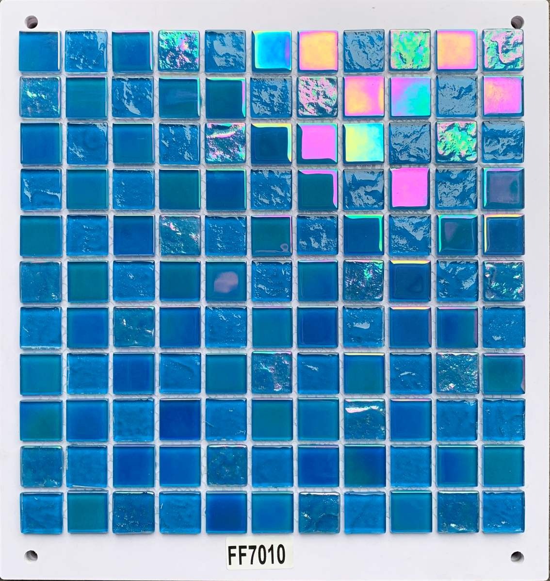 Vibrant Blue Iridescent Glass Mosaic Tile, 25x25mm, for Pool & Bathroom TQ36-FF7010