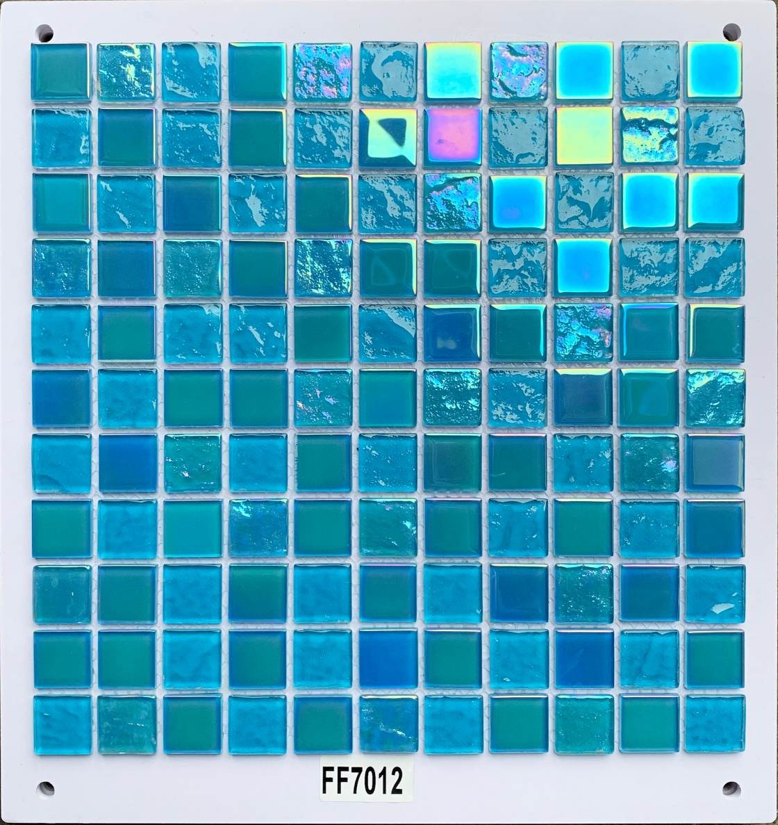 Vibrant Turquoise & Teal Iridescent Glass Mosaic Tile, 25x25mm, for Pool & Bathroom TQ36-FF7012