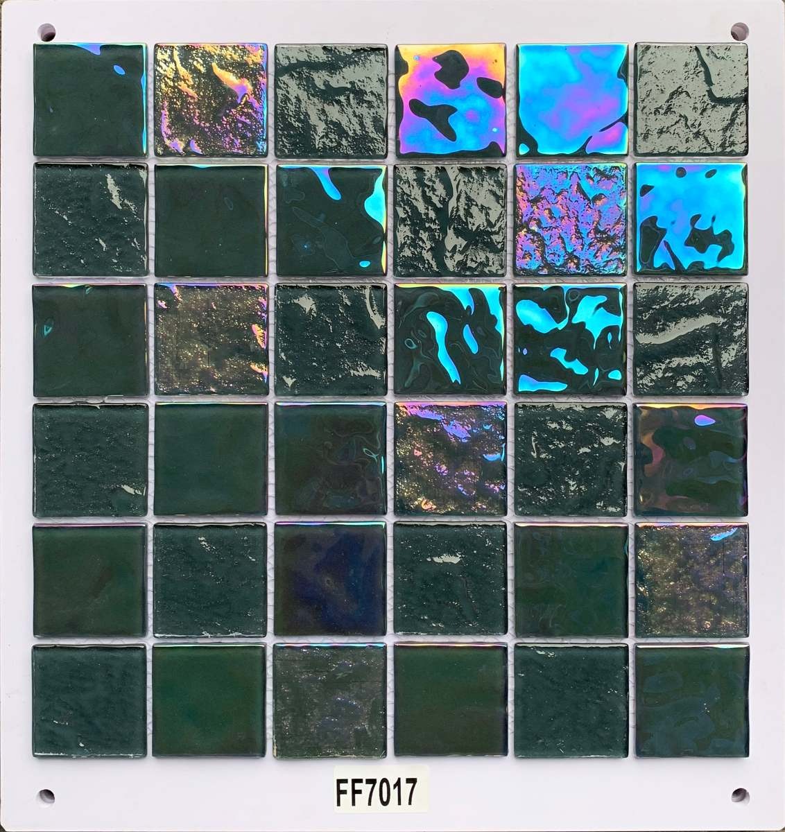 Deep Forest Green Iridescent Glass Mosaic Tile, 48x48mm, for Accent Walls & Bathrooms TQ36-FF7017